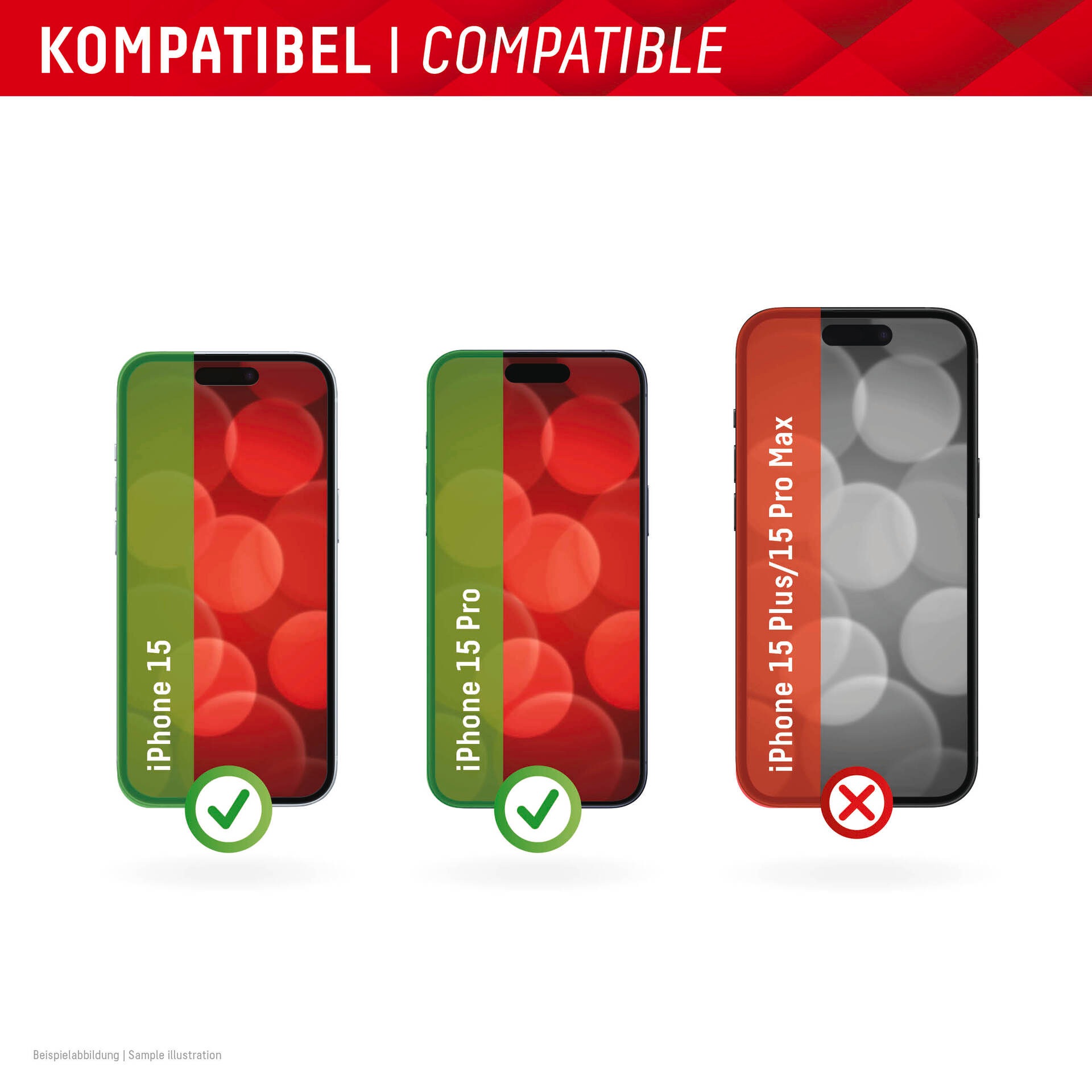 Displex Displayschutzglas »Privacy Glass«, für Apple iPhone 15-Apple iPhone 15 Pro, Blickschutz Displayschutzfolie Displayschutz kratzer-resistent 10H