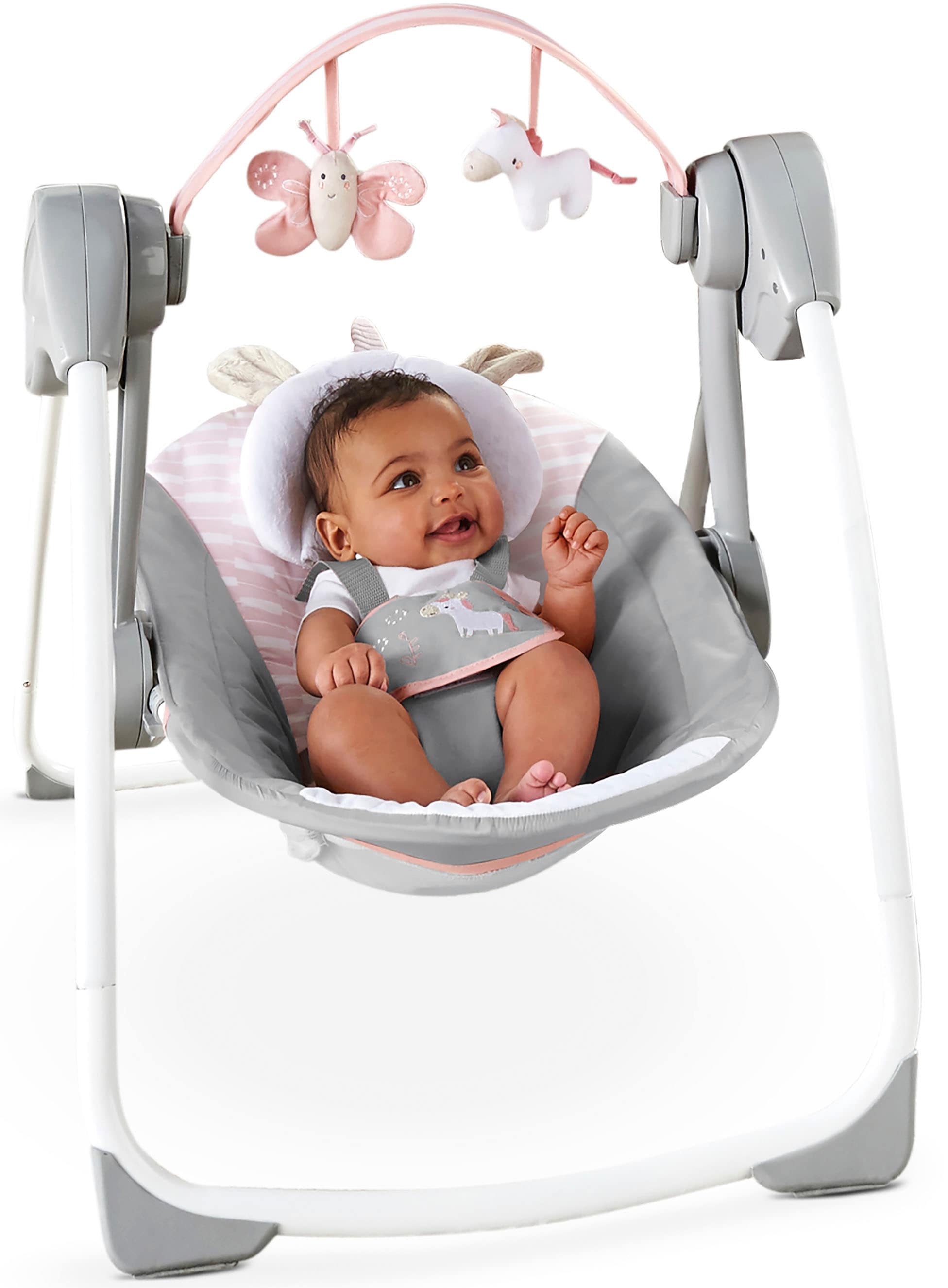 ingenuity Babyschaukel »Comfort 2 Go, Flora Unicorn«, bis 9 kg, tragbar