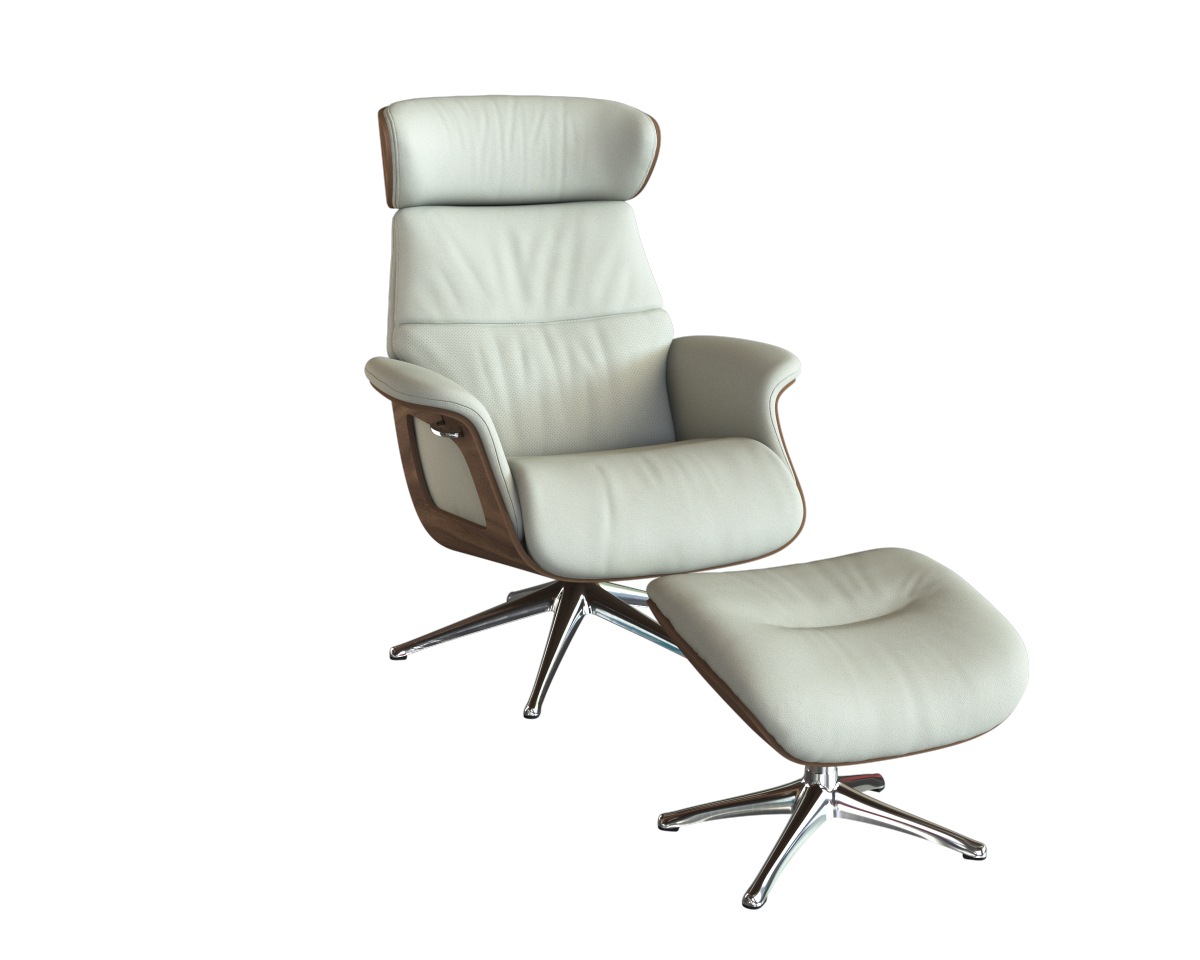 FLEXLUX Relaxsessel »Clement Relaxstuhl, Polstersessel, Liegesessel, TV-Sessel,«, Rücken- & Kopfteilverstellung, Drehbar, Armlehne Walnuss, Fuß Alu
