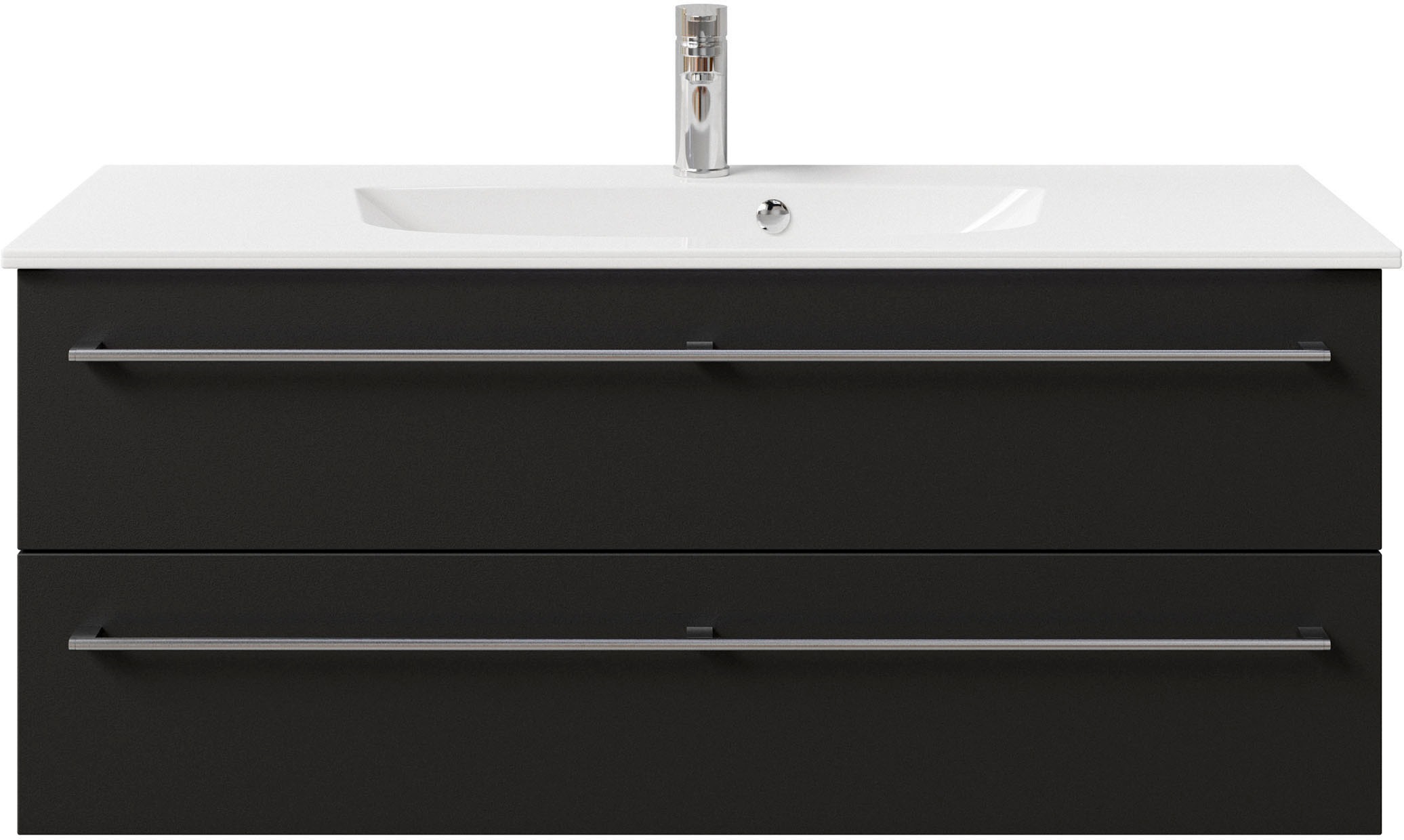 Saphir Waschtisch »Serie 6025 Mineralmarmor-Waschtisch mit Unterschrank, 117 cm breit«, Waschplatz mit 2 Schubladen, hängend, verschiedene Ausführungen