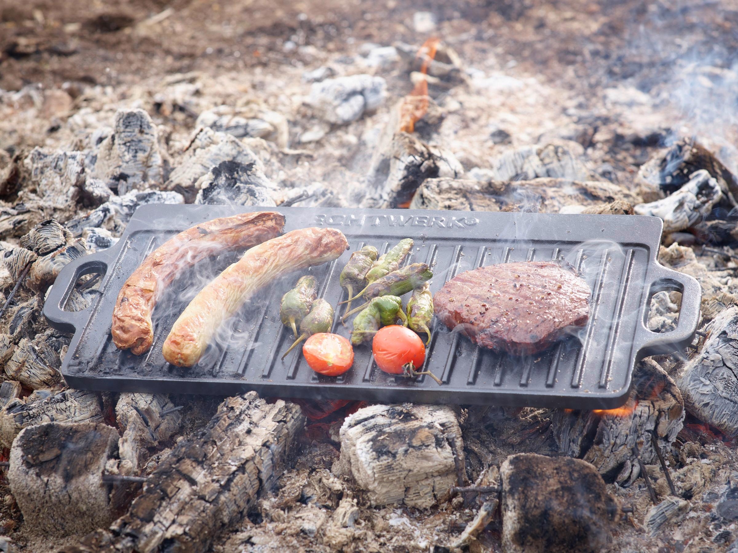 ECHTWERK Grillplatte »Big«, Grillpfanne aus Gusseisen, Emaille-Beschichtung, 50,5 x 23 cm