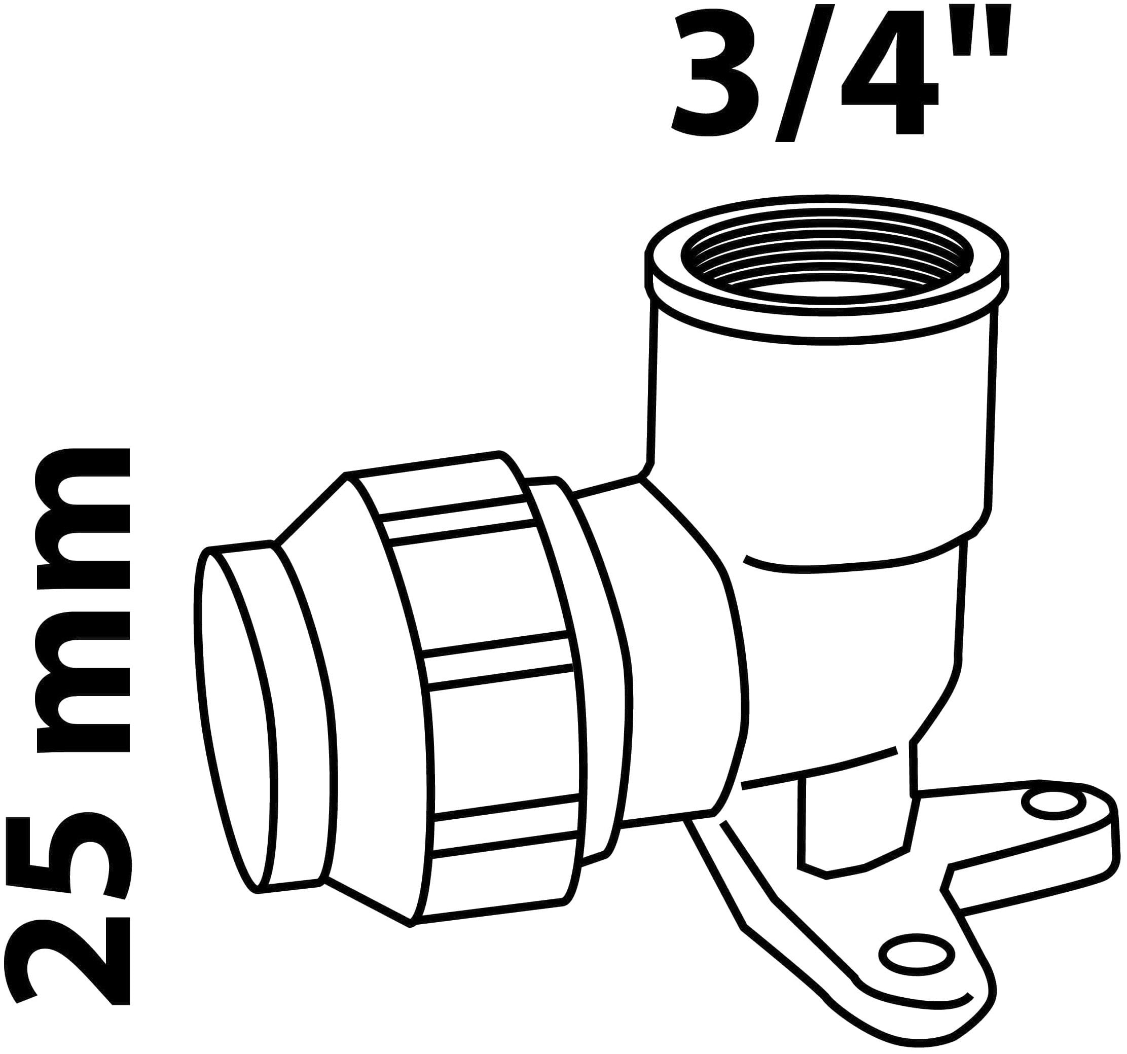 Kirchhoff Anschlussstück, Wandscheibe für HDPE Rohr, 3/4" IG x 25 mm