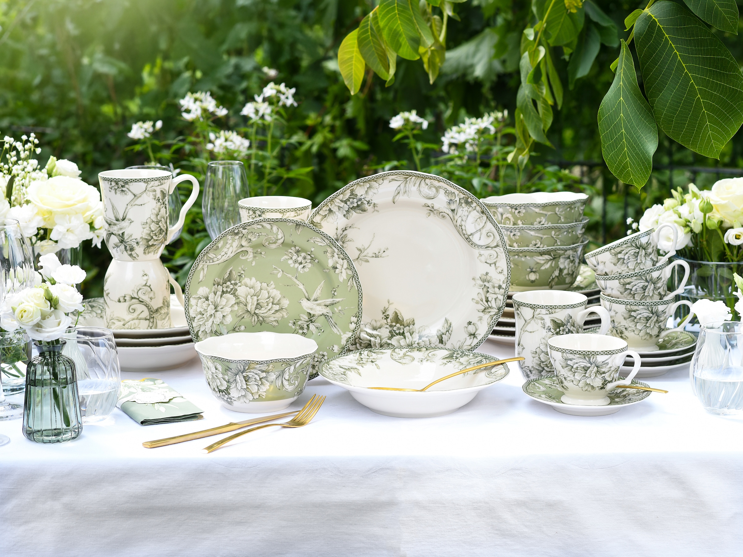 CreaTable Kaffeeservice »Adelaide, Service 12-tlg.« Nostalgischer Vintage Dekor, Elegante Form