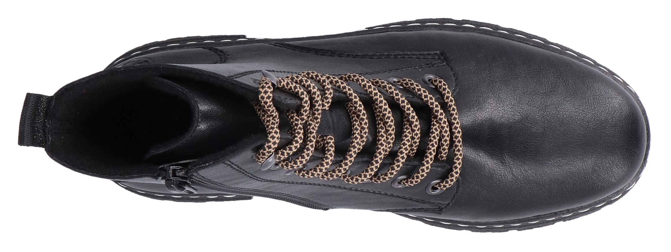 Rieker Schnürstiefelette, Schnürboots, Plateauboots, Profilsohle, mit Innenreißverschluss
