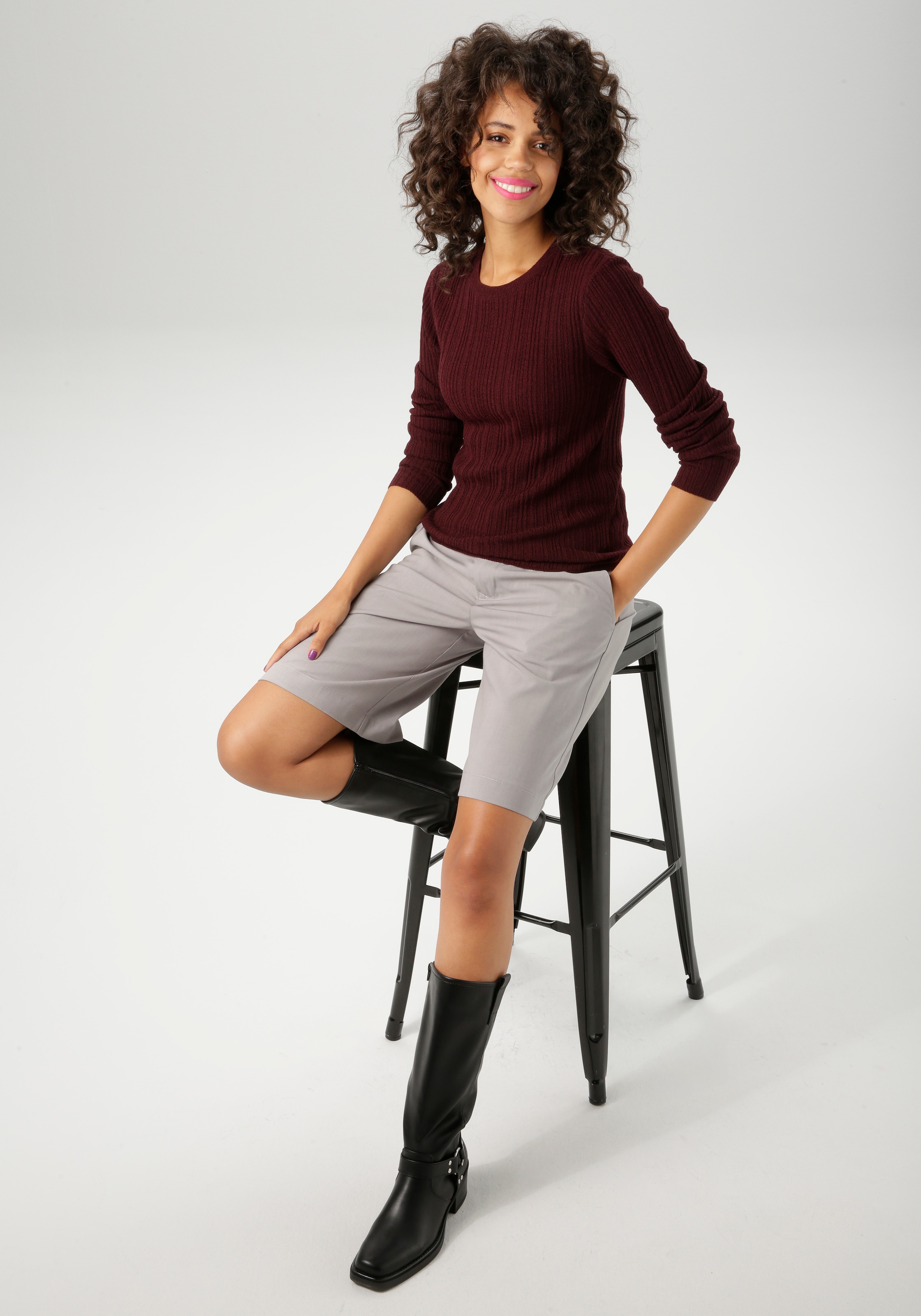 Aniston CASUAL Strickpullover im Ripp-Muster-Mix - NEUE KOLLEKTION