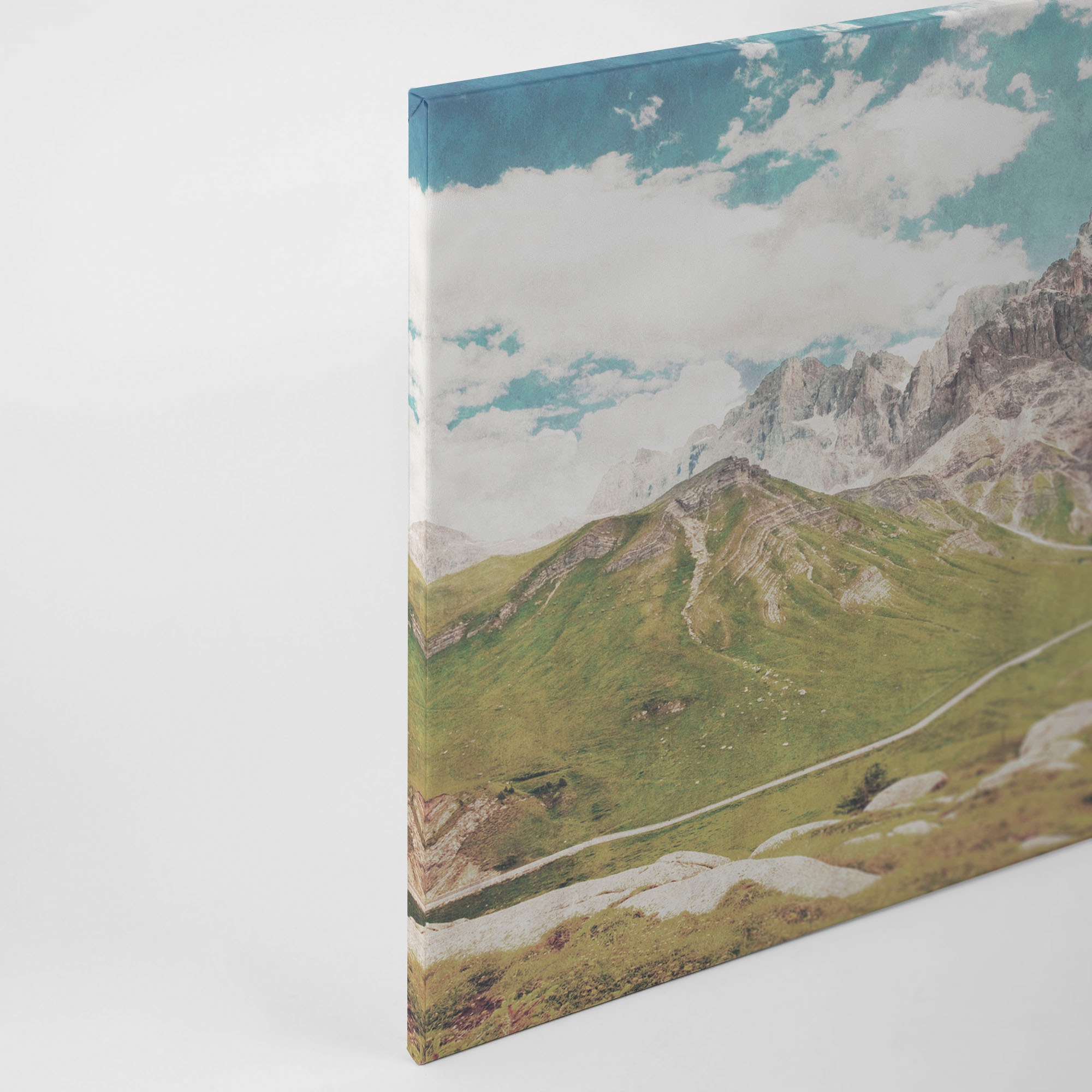 A.S. Création Leinwandbild »dolomiti«, Kunst-Berge-Kinder, (1 St.), Keilrahmen Bild Landschaft Berge Leinwand-Bild Wohnzimmer modern Wand