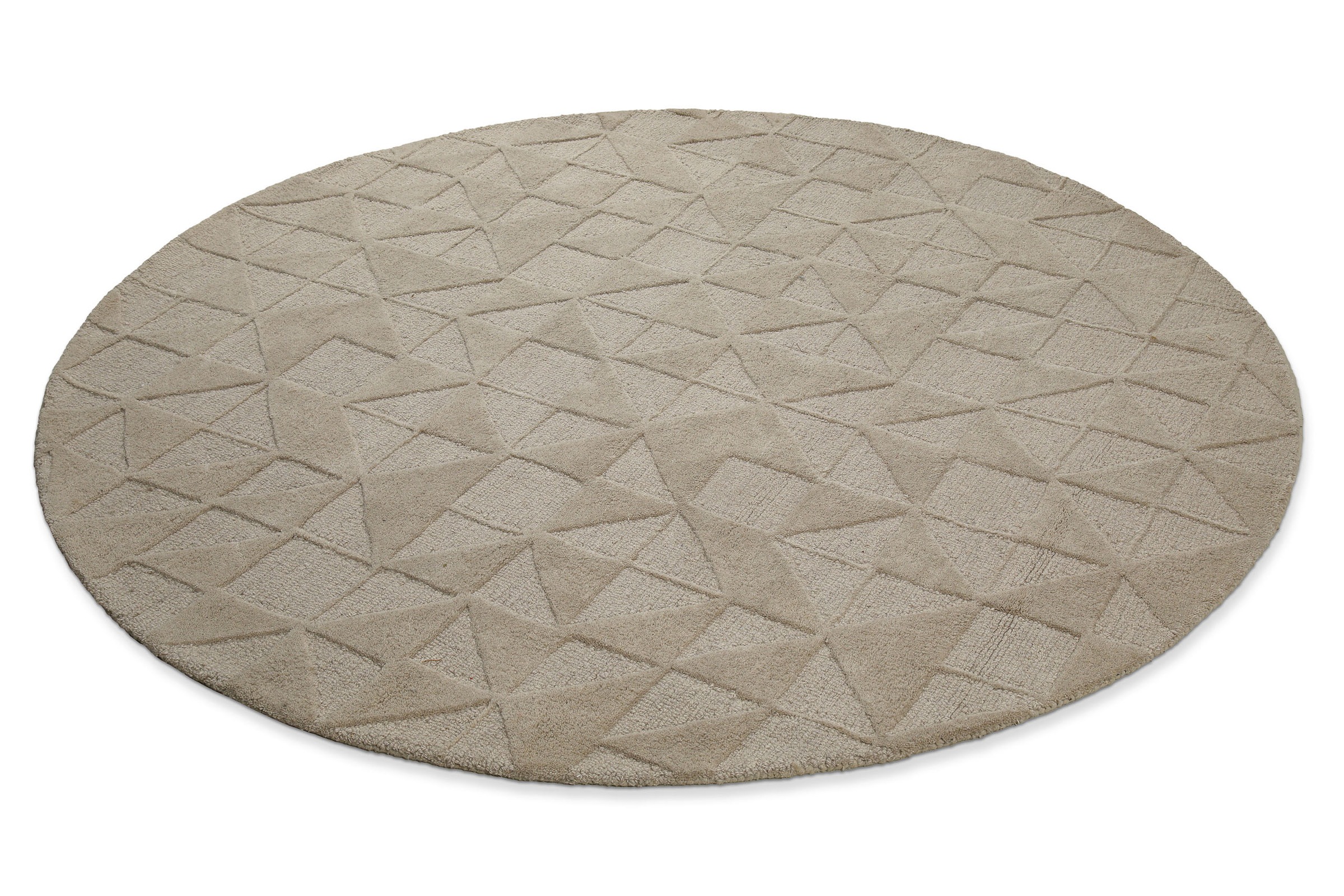 Wecon home Wollteppich »Hamptons THIRTYSEVEN«, rund, 15 mm Höhe, Schurwolle, Kurzflor, Wohnzimmer, elegant, geometrisches Muster