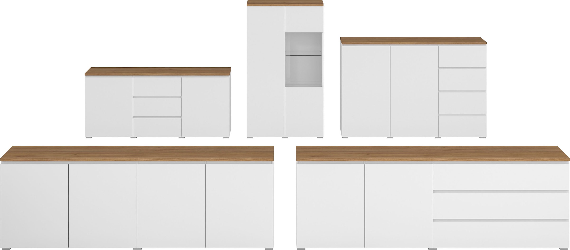 INOSIGN Sideboard »Modo, Breite 200 cm, moderne grifflose Kommode 2Türen/3 SK«, Schubladenkommode mit viel Stauraum, Einlegeböden verstellbar