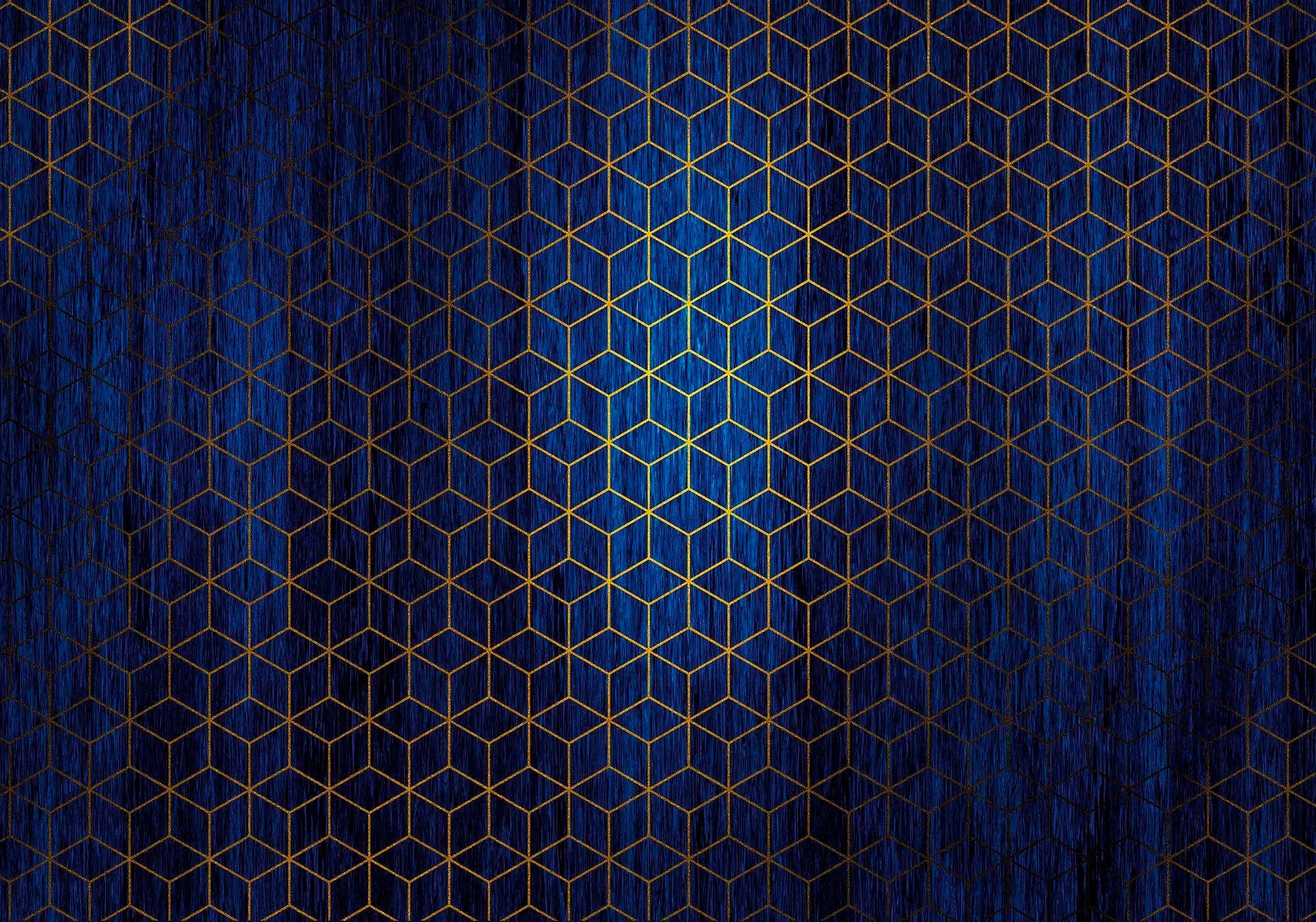 Sanders & Sanders Fototapete Grafik Blau und Gold 400 x 280 cm 611859 günstig online kaufen