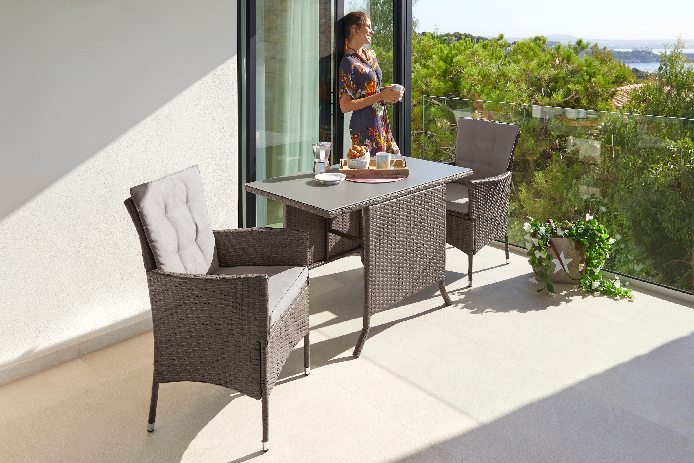 KONIFERA Garten-Essgruppe »Balkonset "Mailand"« Set, 2x Sessel, 1x Tisch 11 günstig online kaufen