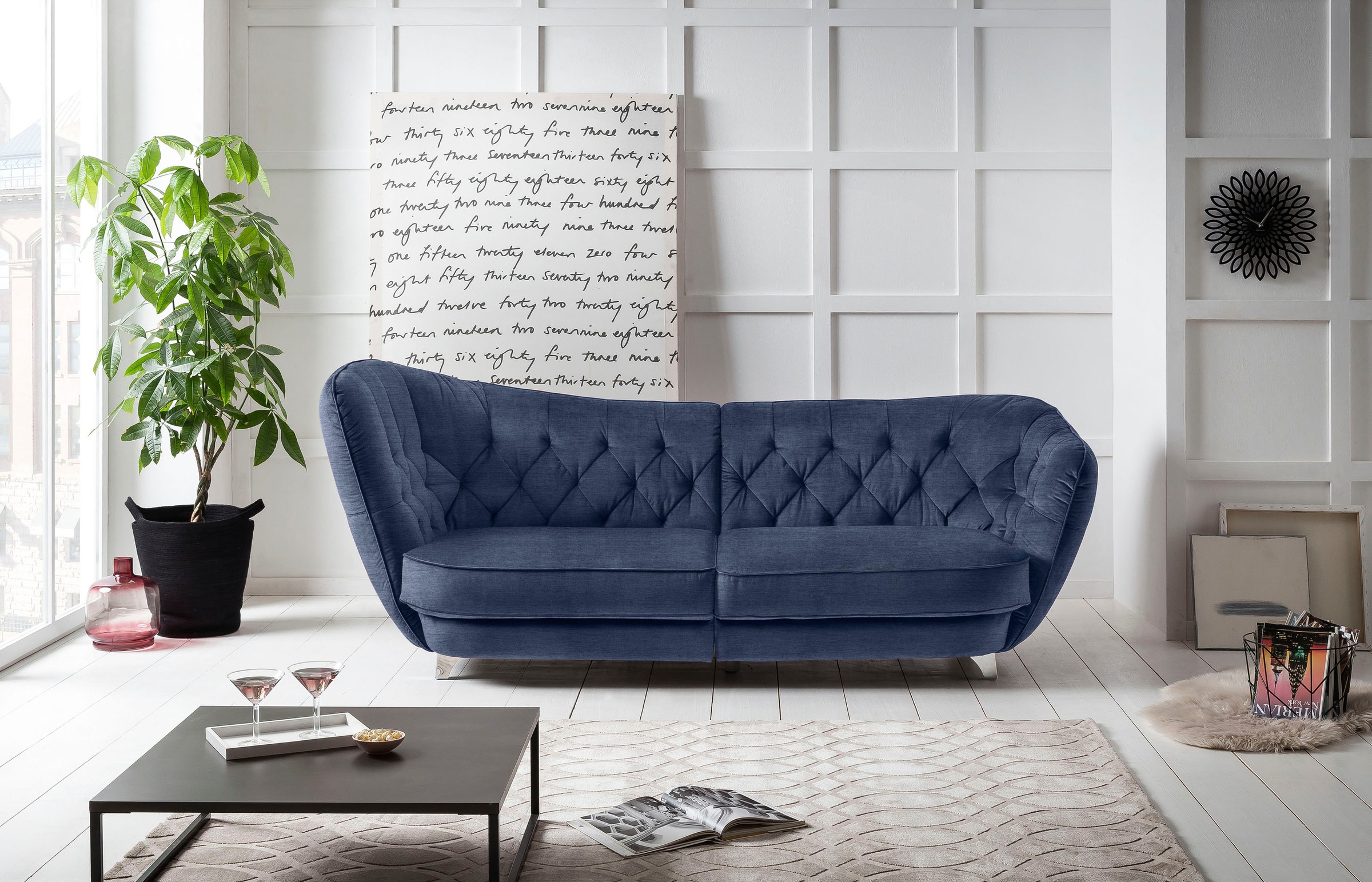 Leonique Big-Sofa »Retro«, stylischer Hochlehner günstig online kaufen
