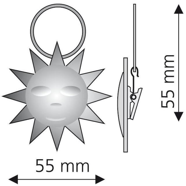 Liedeco Gardinenring »Sonne«, (Packung, 4 St., mit Dekoklammer), für  Gardinenstangen Ø 16 mm bequem und schnell bestellen