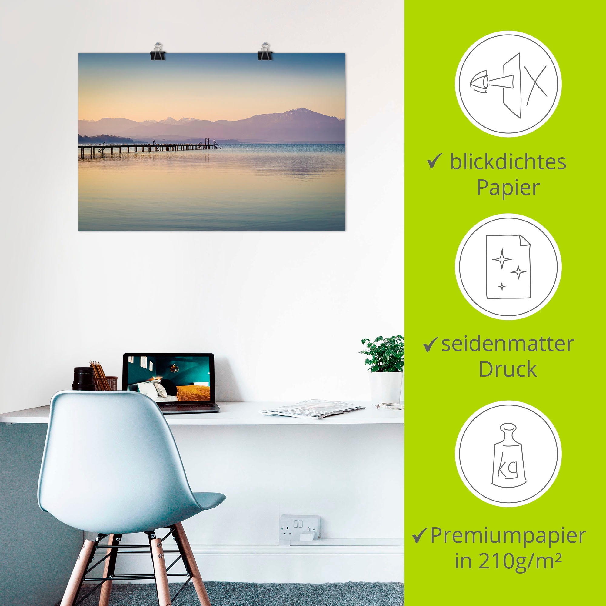 Artland Wandbild »Morgen am Chiemsee«, Seebilder, (1 St.), als Alubild, Outdoorbild, Leinwandbild, Poster in verschied. Größen