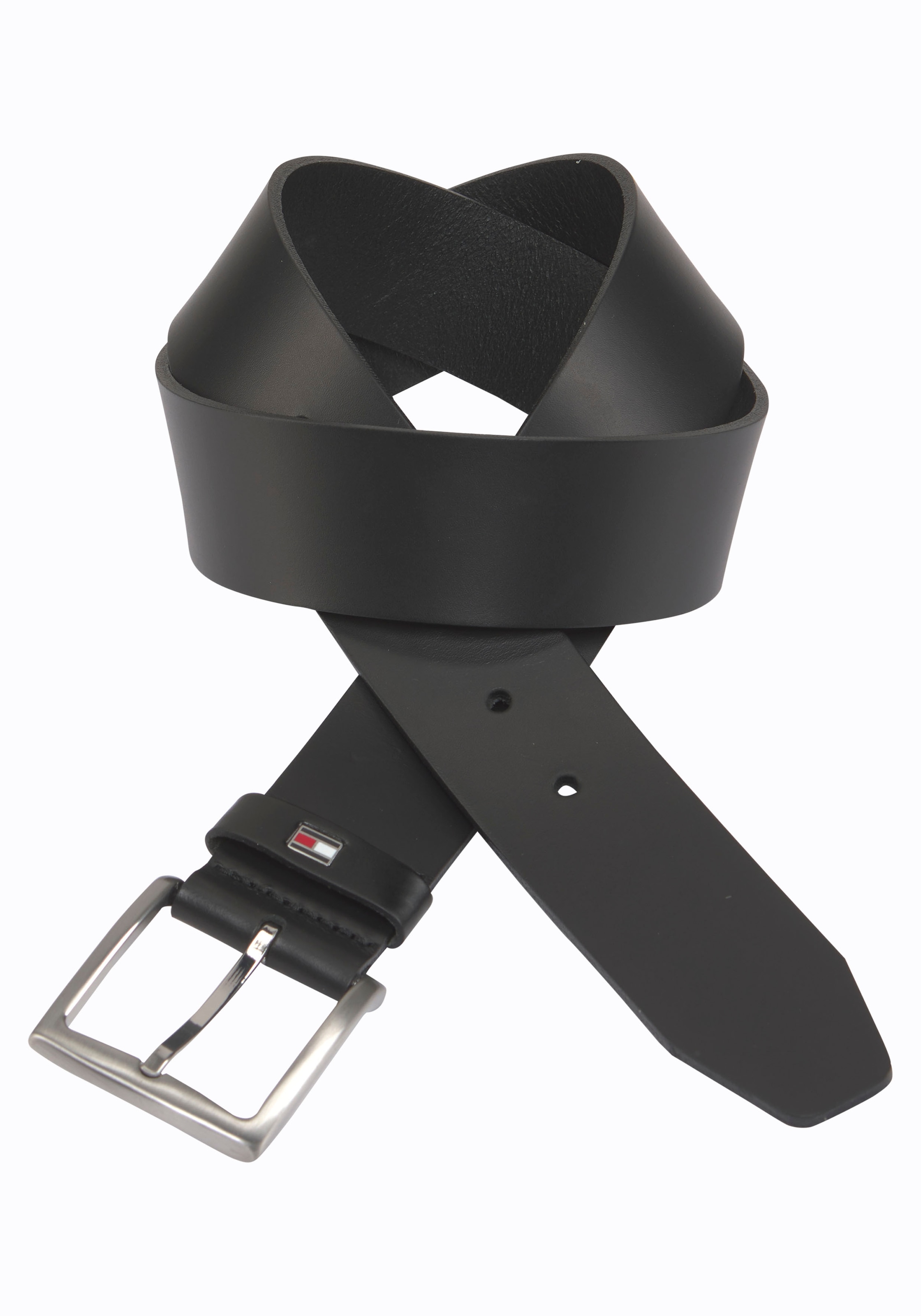 Tommy Hilfiger Ledergürtel »New Denton 4 cm«, NEW DENTON BELT mit Flag-Logoschlaufe