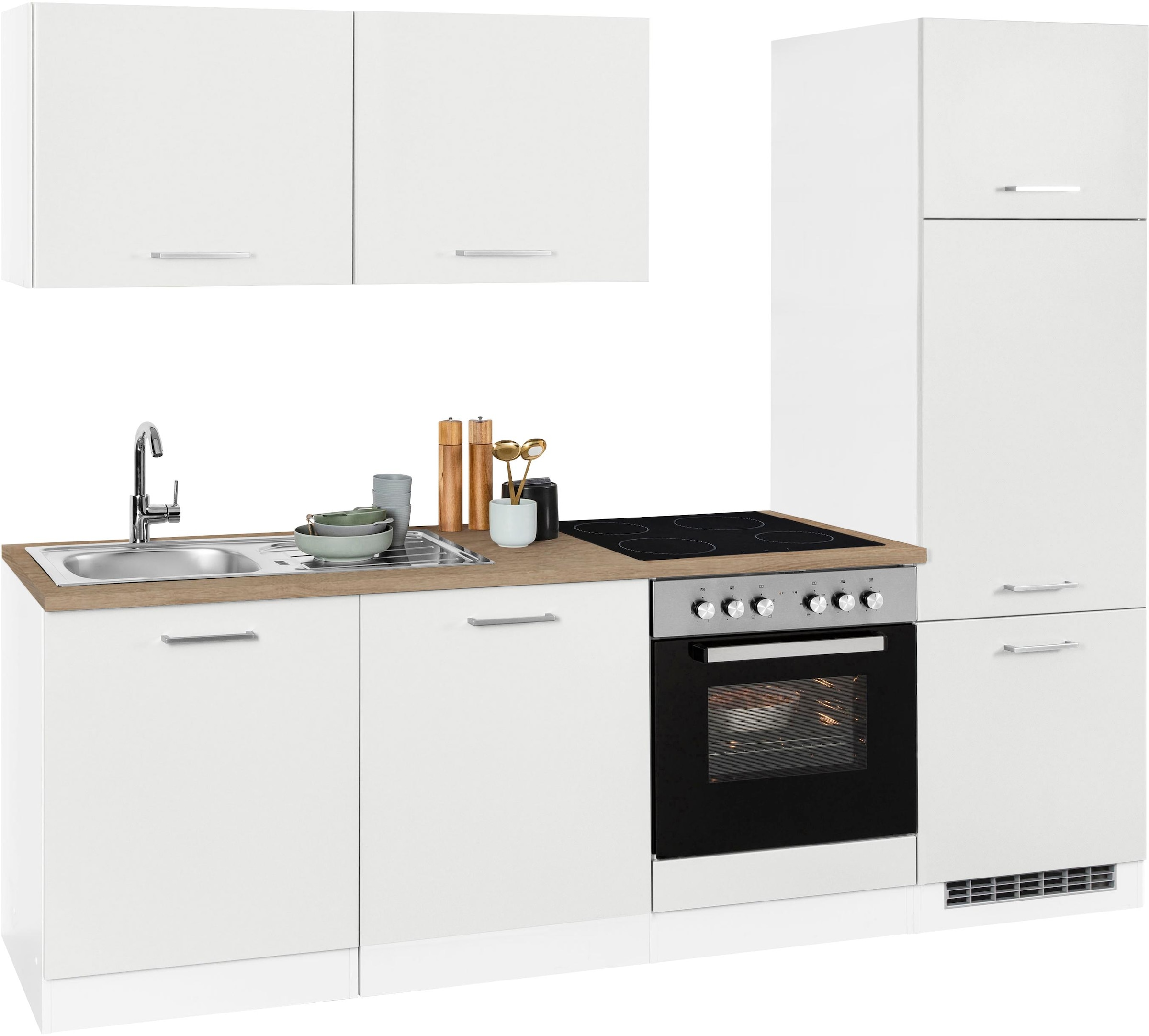 KOCHSTATION Küchenzeile »KS-Visby«, ohne E-Geräte, Breite 240 cm für Kühlschrank