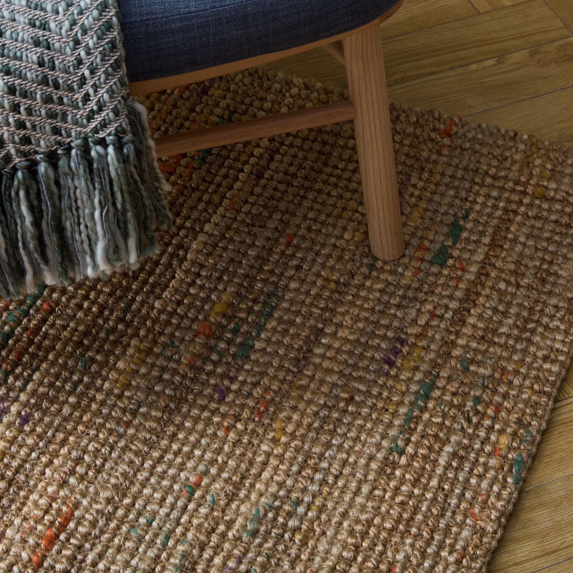 FLAIR RUGS Teppich »Jute Boucle«, rechteckig, 7 mm Höhe, aus 100% Jute, mit Fransen, aus Naturfasern