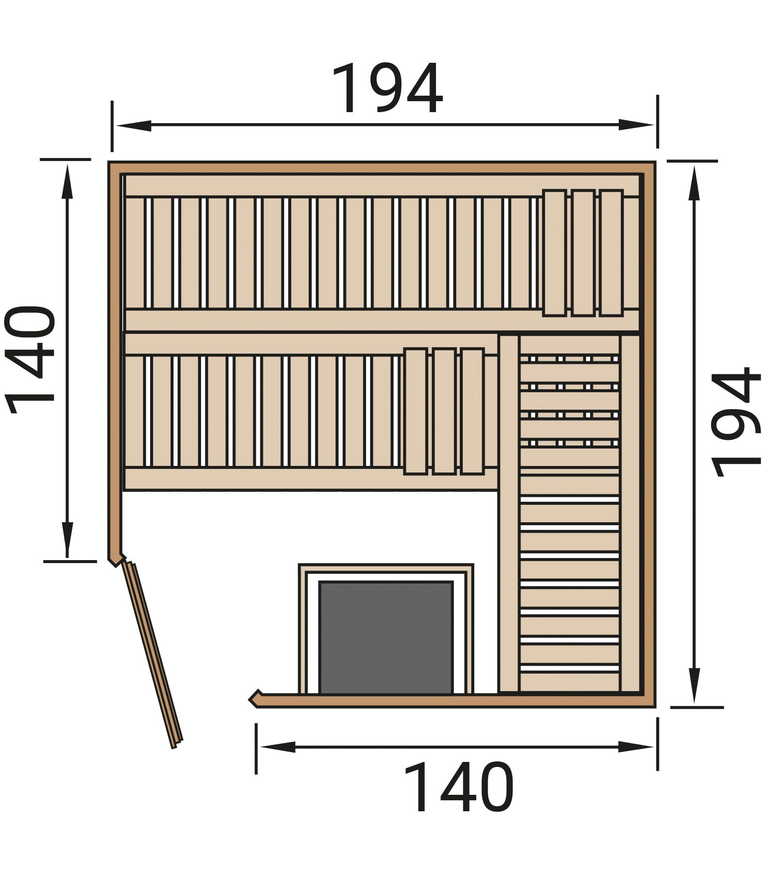 weka Sauna »Element-Ecksauna VARBERG 3«, vorgefertigte Elemente, isolierte Holztür
