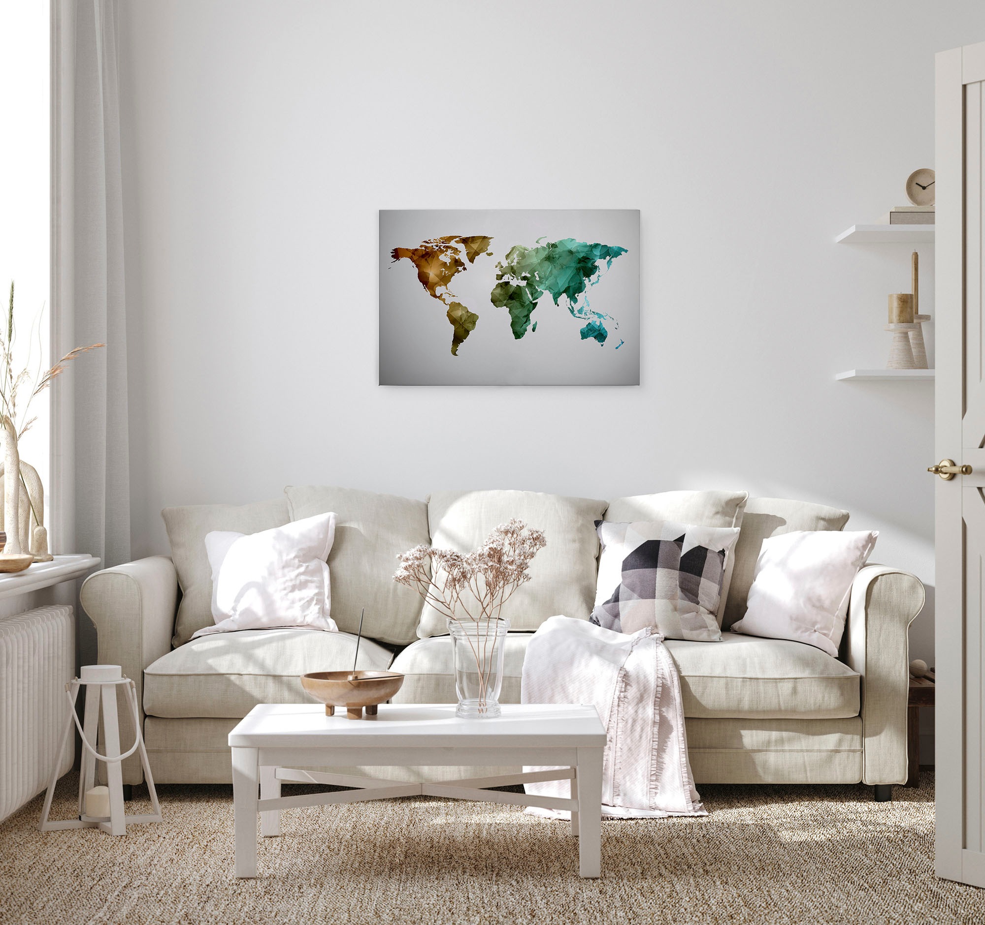 A.S. Création Leinwandbild »World Graphic«, Kunst-Weltkarte-Kinder, (1 St.), Atlas Weltkarte Bunt Aquarell Keilrahmen Leinwand-Bild Wohnzimmer Wand