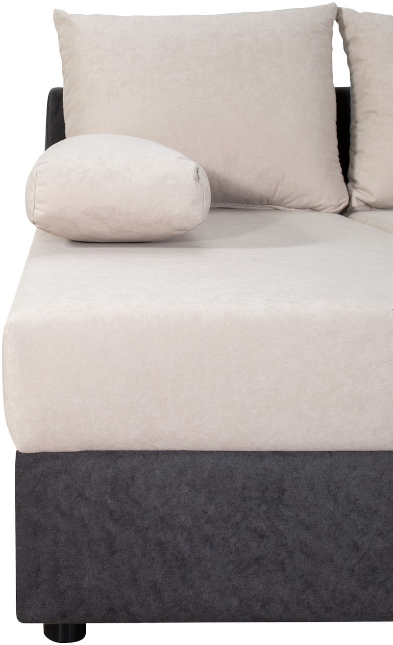 COLLECTION AB Wohnlandschaft »Pico U-Form, Breite 220, mit Schlaffunktion, Bettkasten & Zierkissen«, Liegefläche 117x220 cm