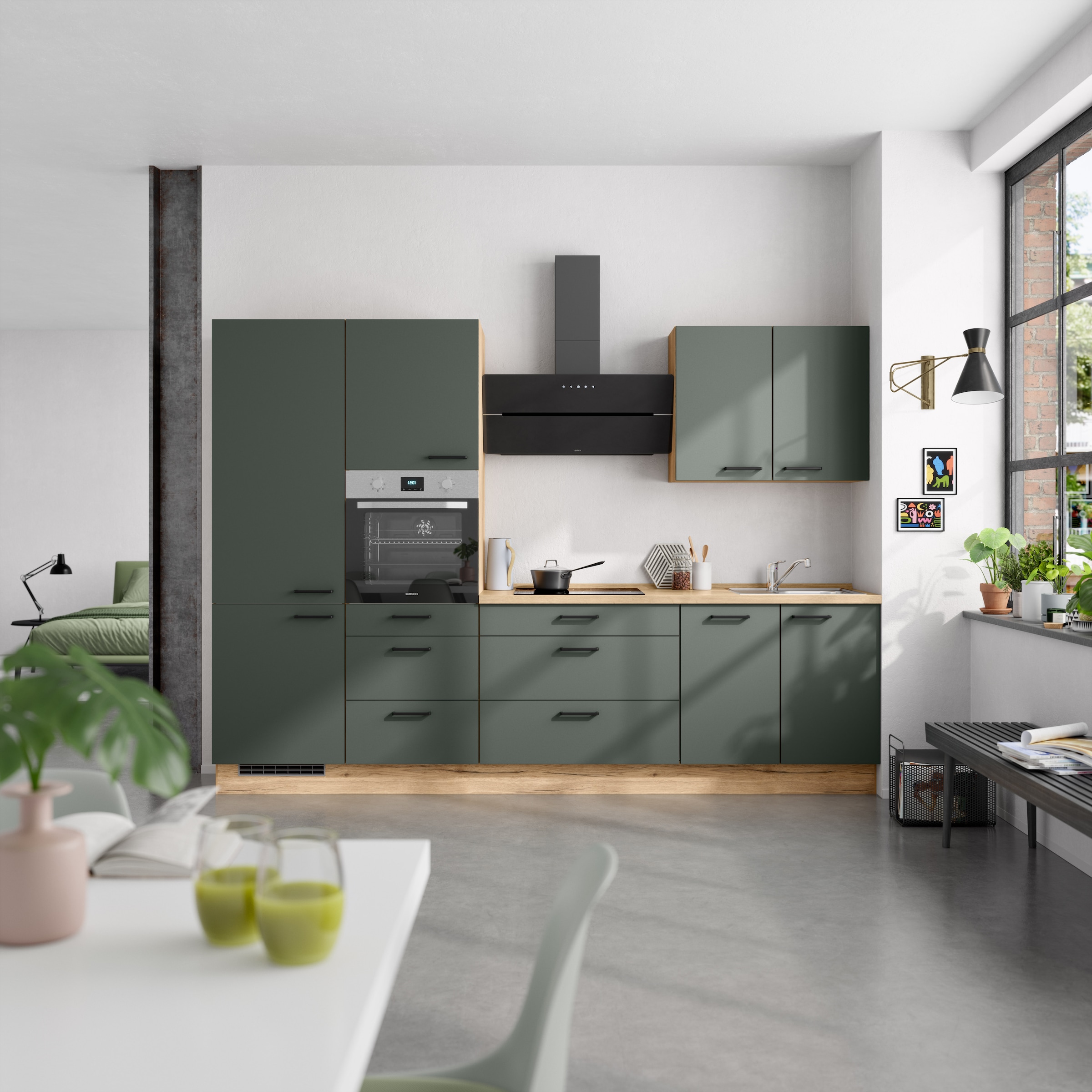 nobilia® Küchenzeile »"Easytouch II"«, vormontiert, Ausrichtung wählbar, Breite 300 cm, wahlw. mit E-Geräten
