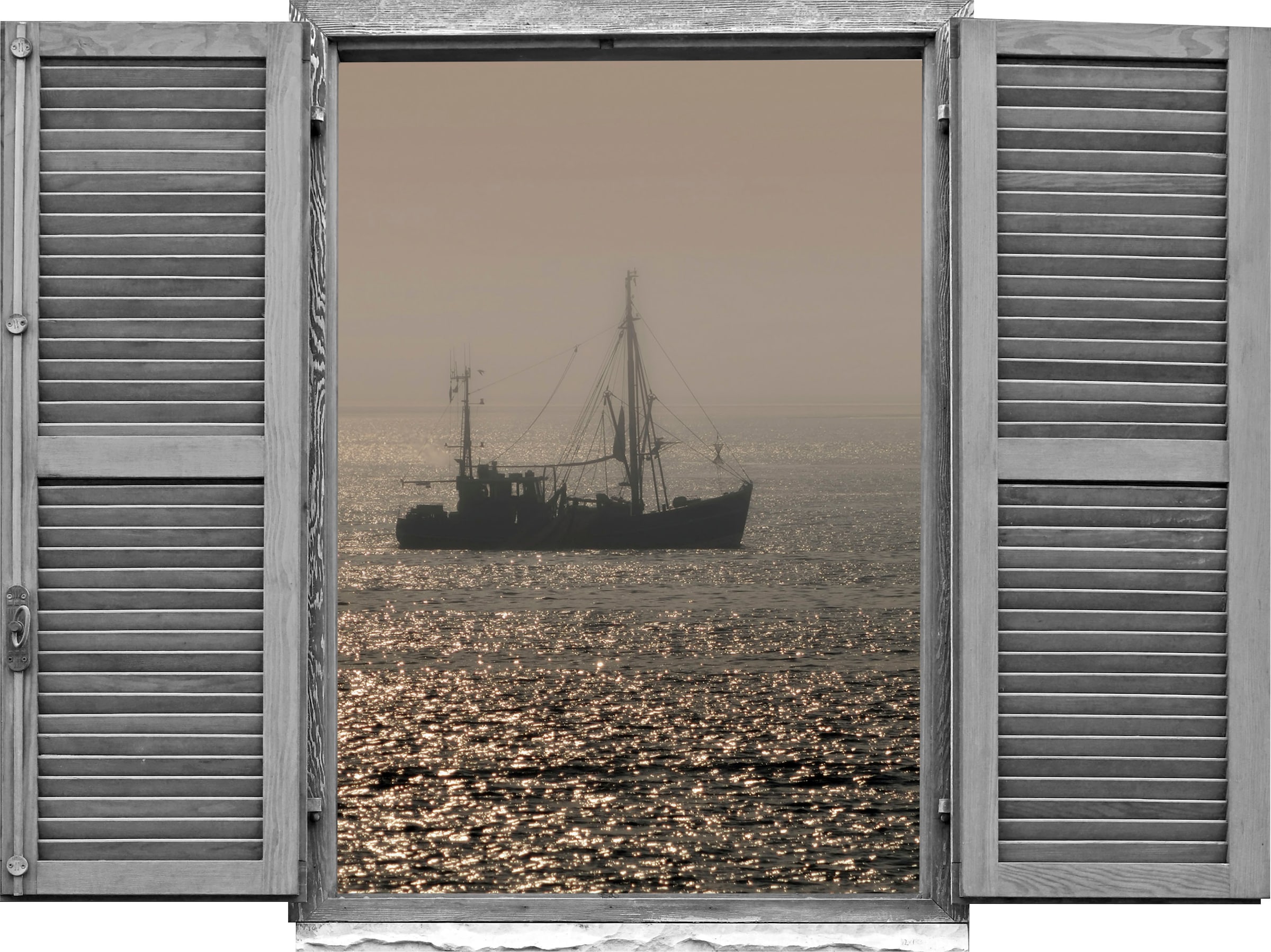 queence Wandtattoo »Schiff im Wasser«, (1 St.), Wandsticker, Wandbild, selbstklebend, 3D, Fenster