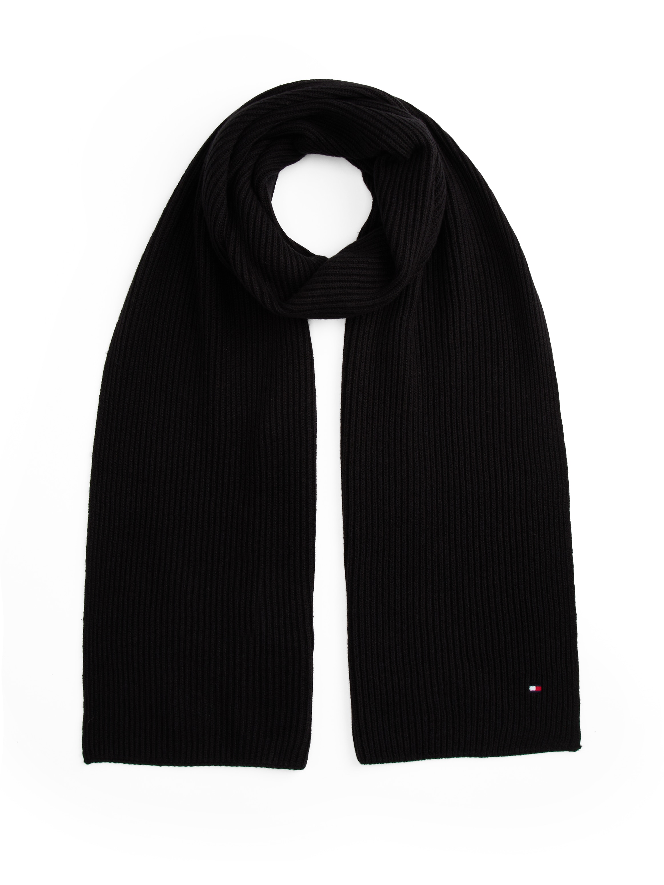 Tommy Hilfiger Strickschal »TH FLAG PIMA COTTON CASH SCARF«, mit Logostickerei, mit Kaschmiranteil Unisex