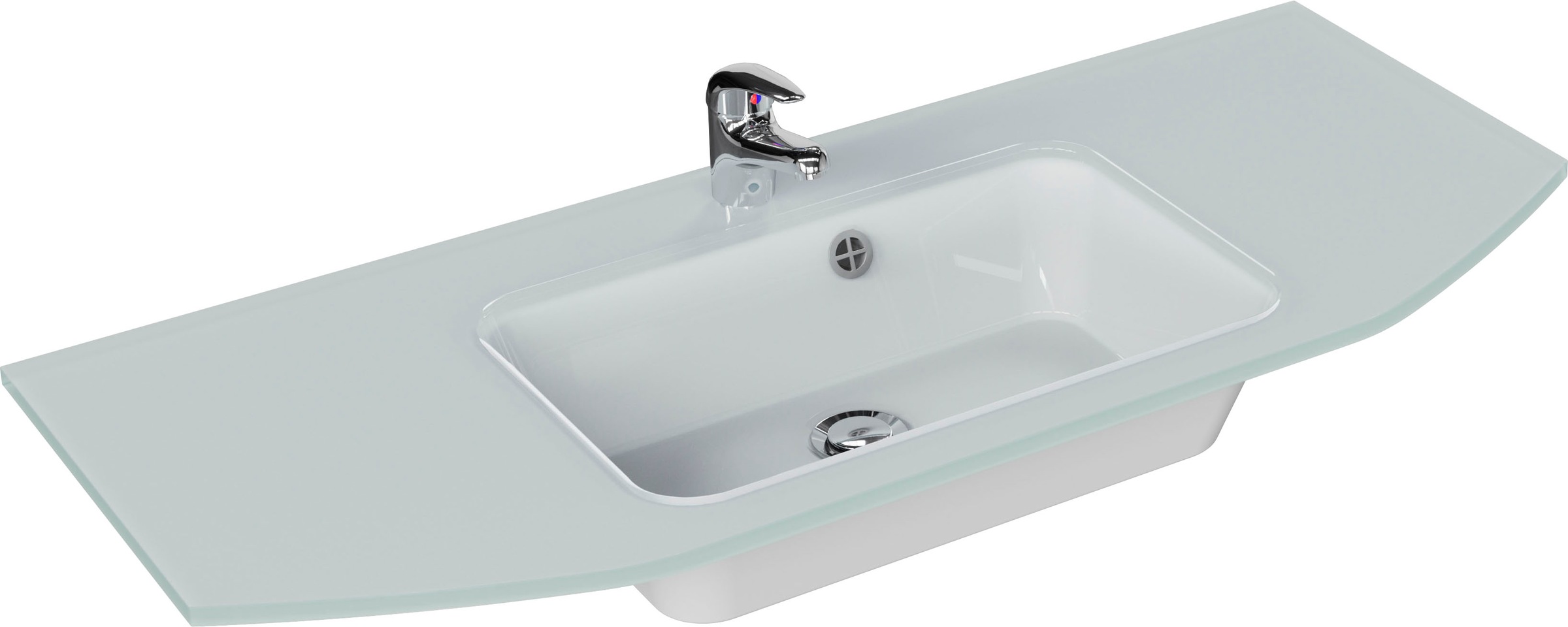 Saphir Badmöbel-Set »Quickset 4-teilig, Glaswaschtisch und LED-Spiegelschrank«, (5 St.), Unterschrank, Hängeschrank, inkl. Türdämpfer, 7 Türen, 1 Klappe