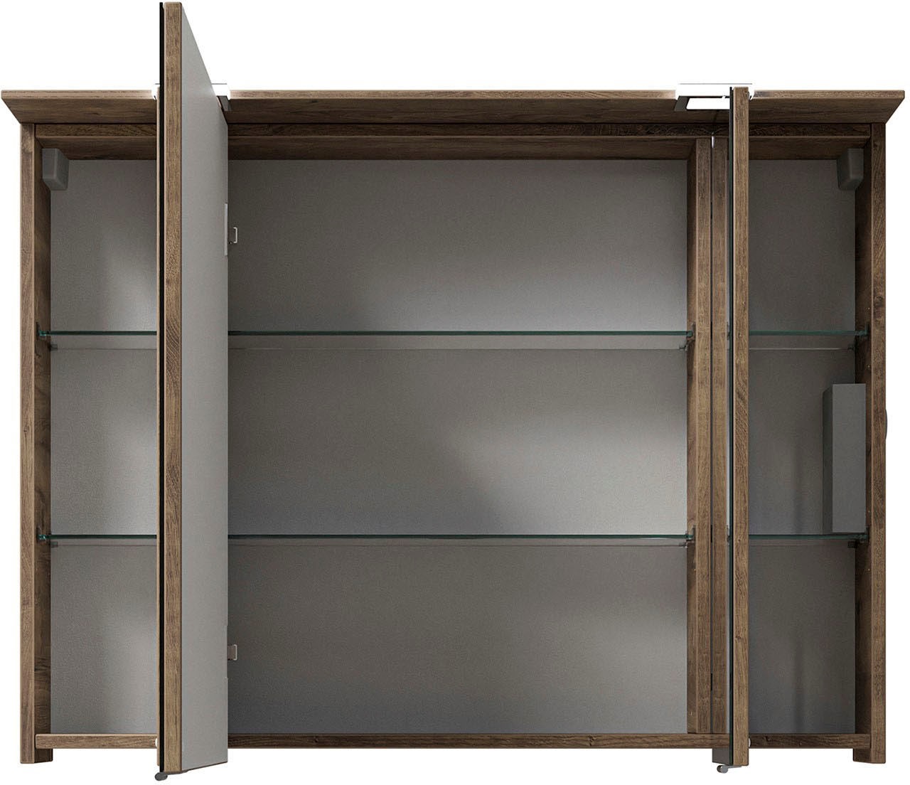Saphir Badmöbel-Set »Serie 6025 2-teilig Mineralmarmor-Waschtisch mit LED-Spiegelschrank«, (2 St.), Waschplatz 97 cm breit, 2 Schubladen, 3 Spiegel-Türen, inkl Türdämpfer