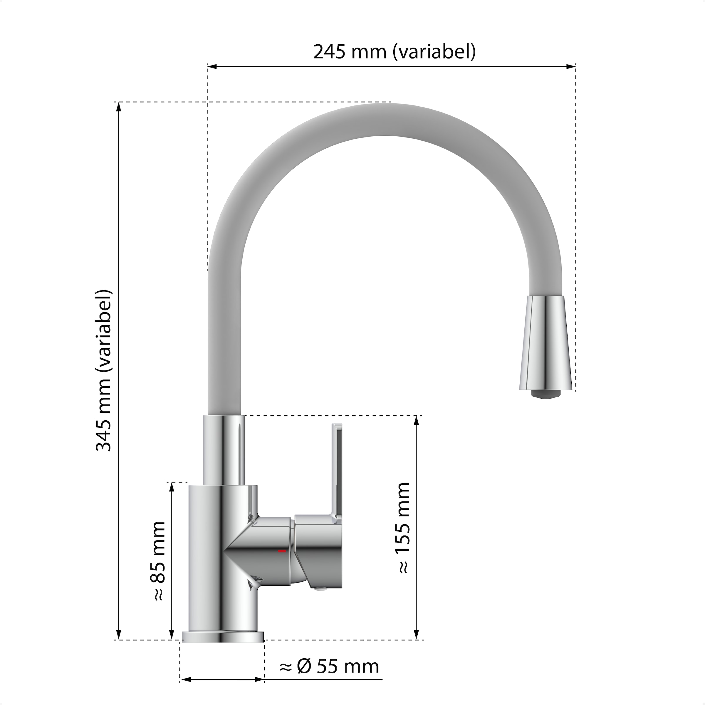 Eisl Spültischarmatur »Flexo« Küchenarmatur, flexibel, Soft-Touch, Eco-Click, Cold-Start, 360°