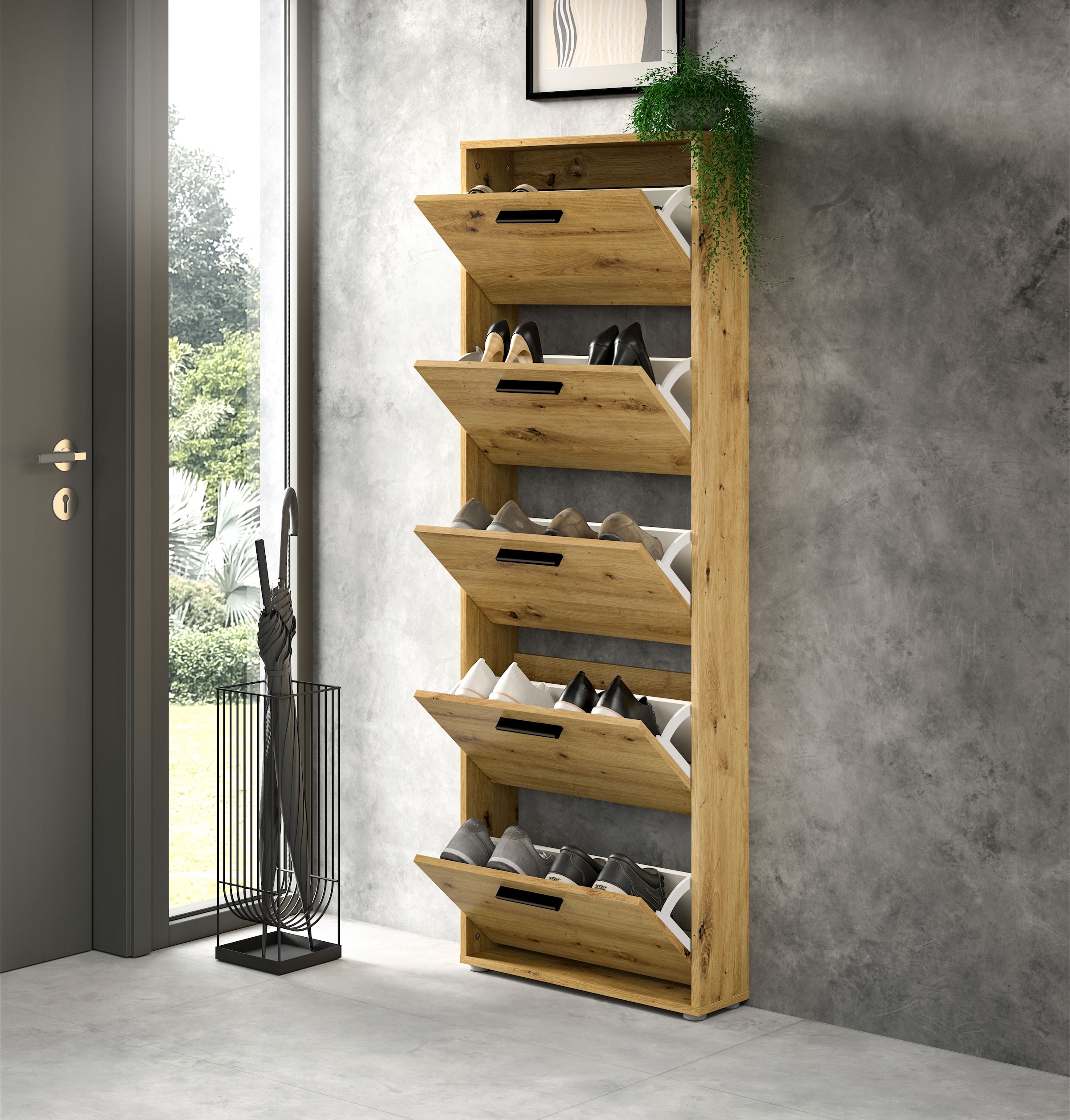 HBZ Schuhkommode »Sam Schuhkipper, Schuhschrank BxHxT 59x169x17 cm«, (1 St.), mit 5 Klappen