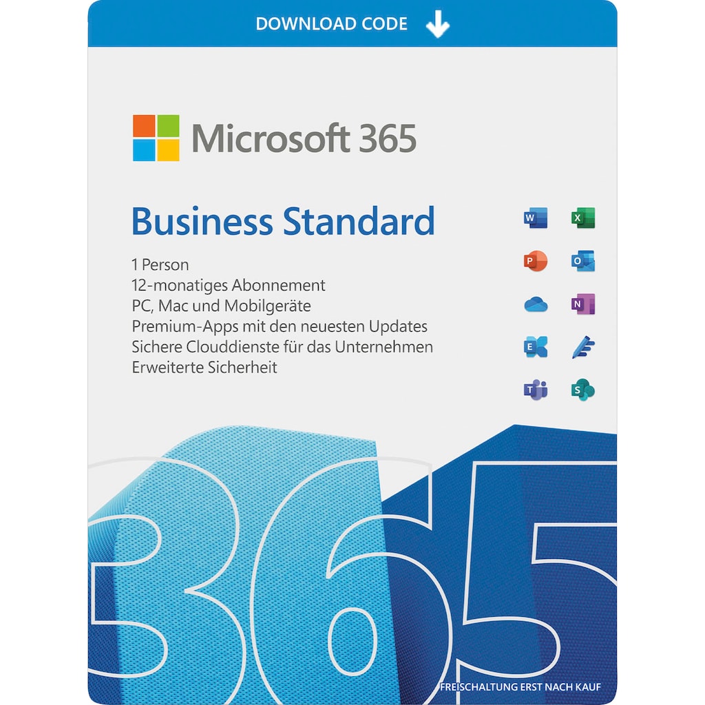 Microsoft Officeprogramm »original Microsoft 365 Business Standard für Unternehmen«, Premium-Office-Apps, 1 TB OneDrive Cloudspeicher, Product Key in Box