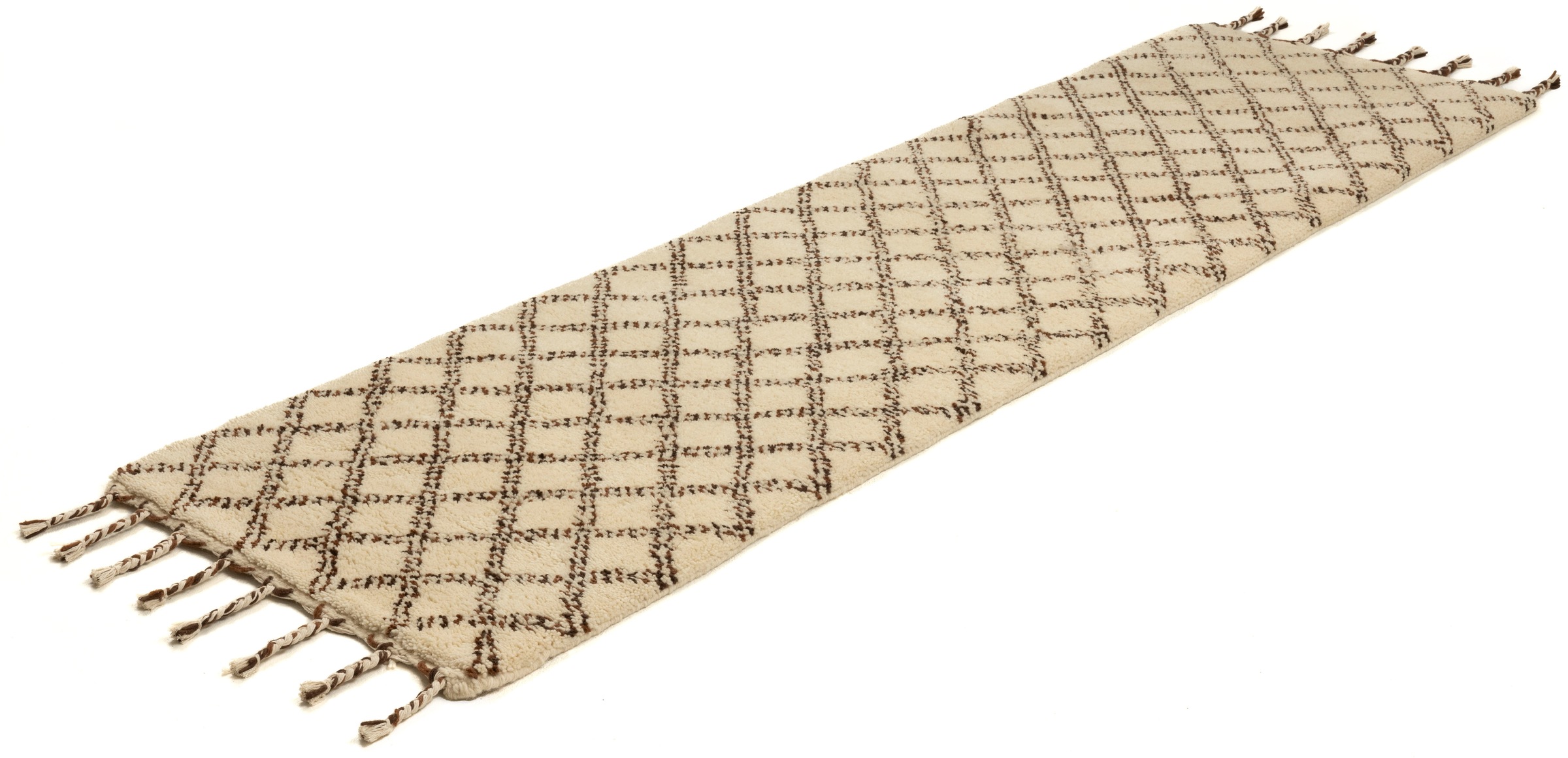 THEKO Wollteppich »MARMOUCHA 05«, rechteckig, 24 mm Höhe, reine Wolle, Rauten Design, mit Fransen