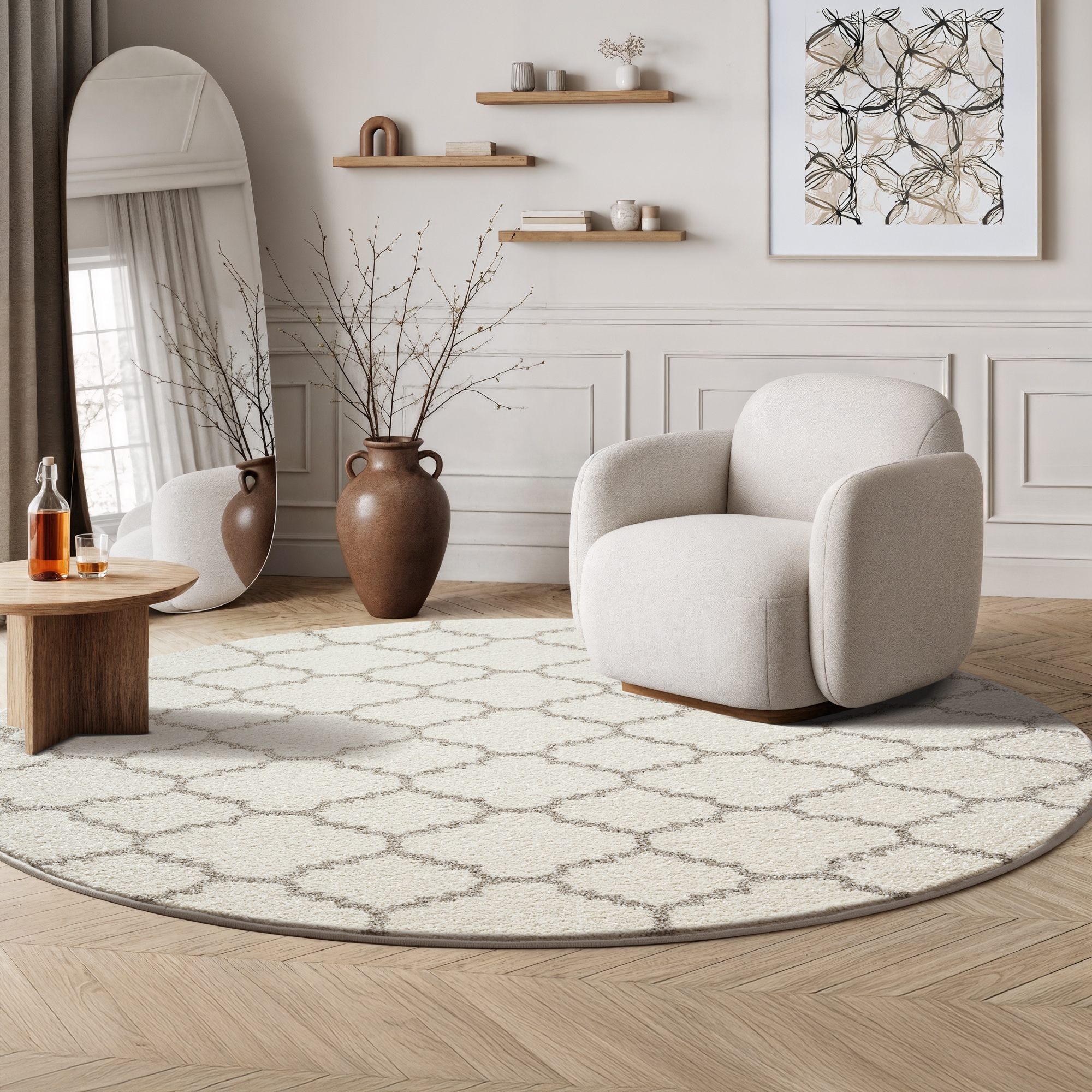 Sanat Teppich »Boho 8202« rund 10 mm Höhe Kurzflor, robust, Boho, Scandic, günstig online kaufen