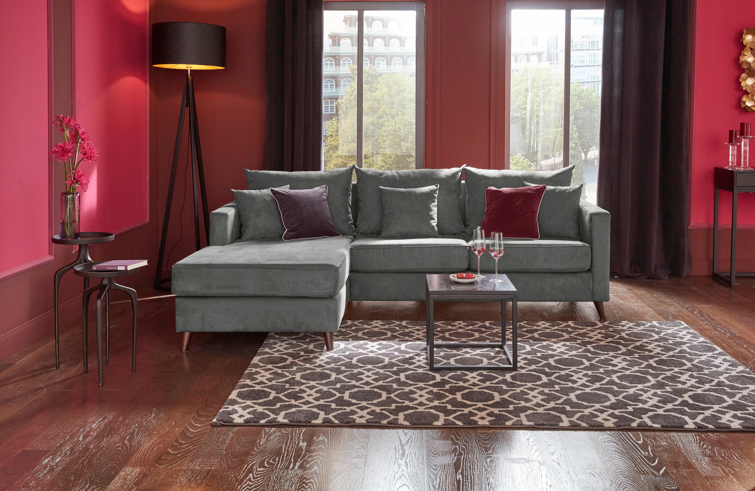 Home affaire Ecksofa »Renesse L-Form« lose Kissen, Keder an Sitzkissen günstig online kaufen