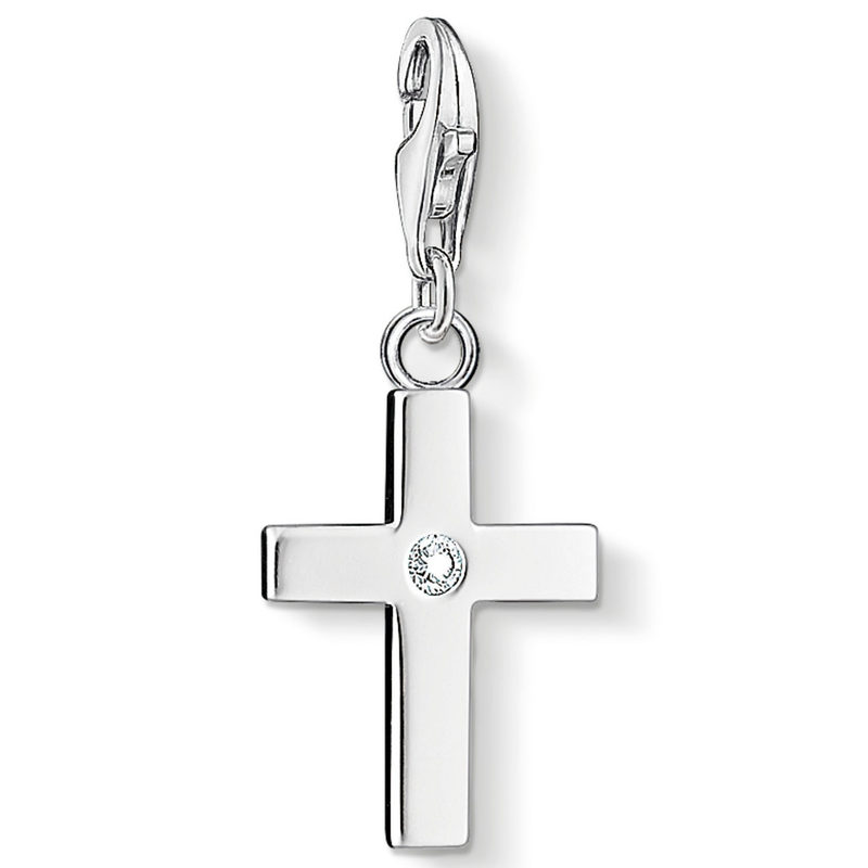 THOMAS SABO Charm-Einhänger »Kreuz« mit Zirkonia (synth.) silberfarben-weiß + weiß Klassischer Kreuz-Charm