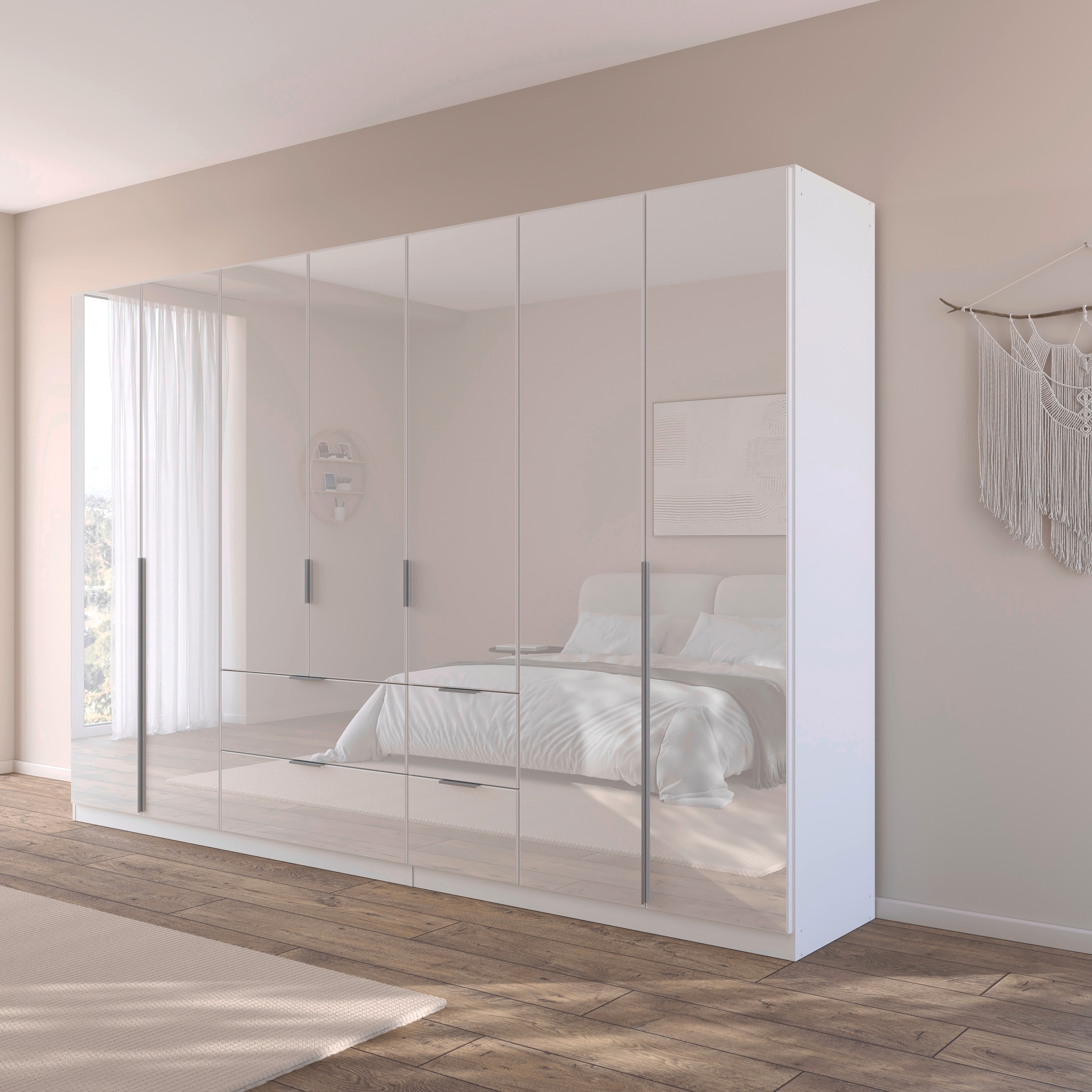rauch Drehtürenschrank »Kleiderschrank Kleiderschränke Schrank Garderobe AGORDO mit Glasfront«, (in zwei Griff-Farben, Breiten 91-360 cm), mit Außenschubkästen, in 7 Breiten und 2 Höhen MADE IN GERMANY