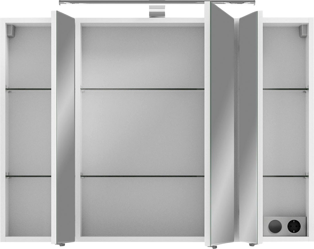 Saphir Badmöbel-Set »6005 Sprint 3-teilig, Keramik-Waschtisch mit LED-Spiegelschrank«, (4 St.), Unterschrank, inkl. Türdämpfer, 4 Türen, 3 Schubladen, Bad-Set