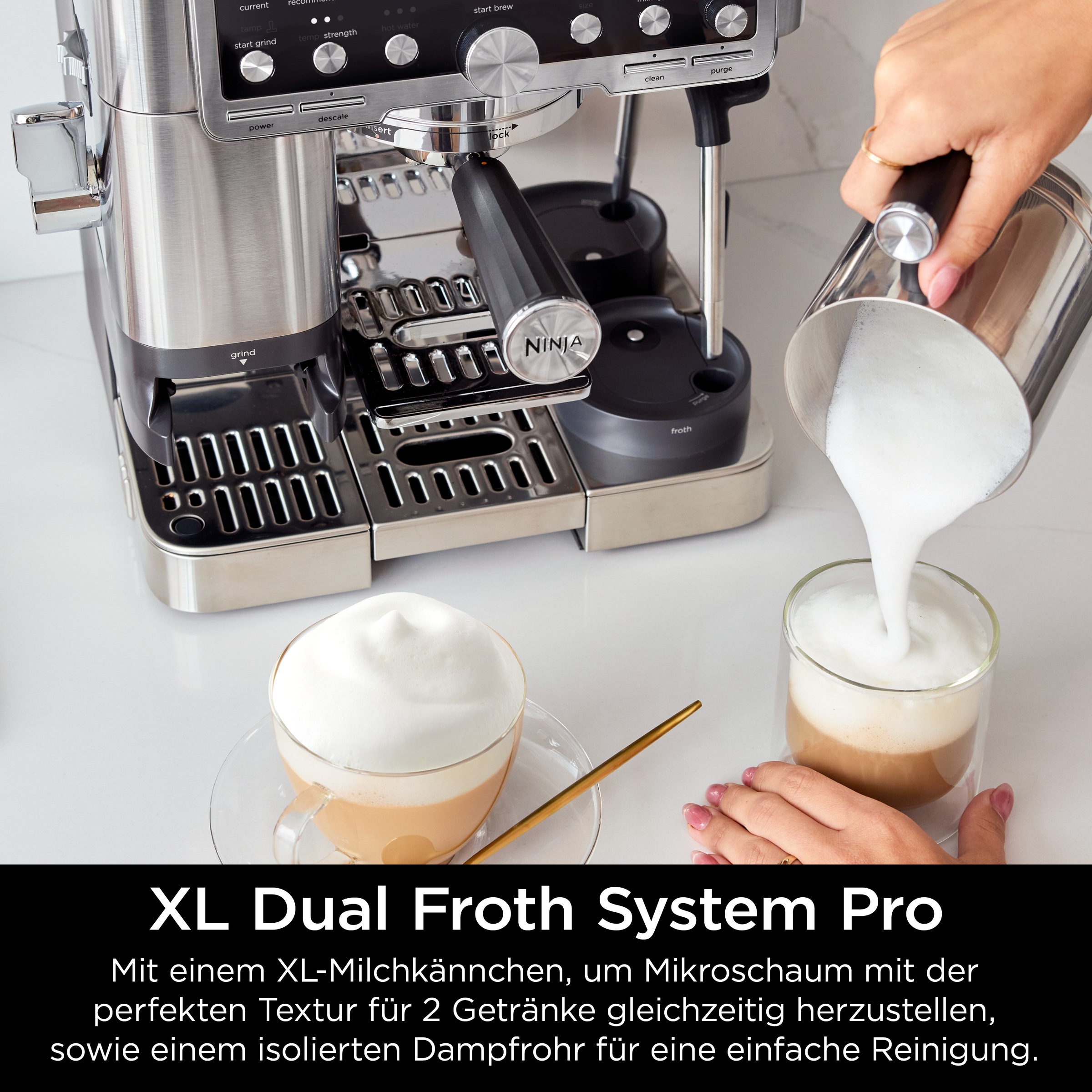 NINJA Espressomaschine »Ninja Luxe™ Café Pro Kaffeemaschine ES701EU«, 3-in-1-Kaffeemaschine für Espresso, Filterkaffee und Cold Brew
