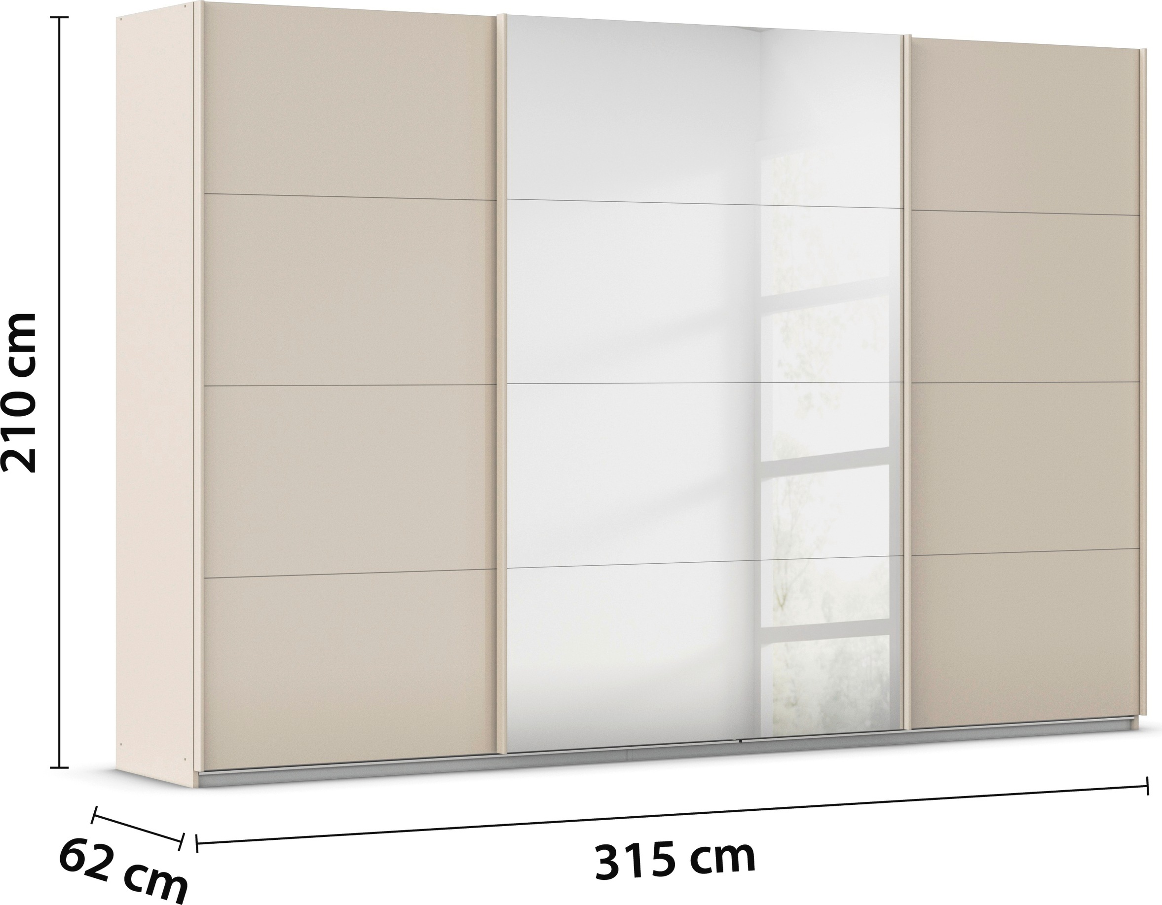 rauch Schwebetürenschrank »Kleiderschrank Kleiderschränke Schrank Garderobe AGORDO mit Glasfront«, durchdachte Innenausstattung, in 4 Breiten und 2 Höhen MADE IN GERMANY