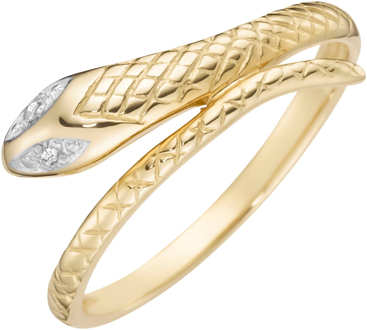Firetti Fingerring »Schmuck Geschenk Gold 375 Damenring Goldring Schlange bicolor«, mit Diamanten