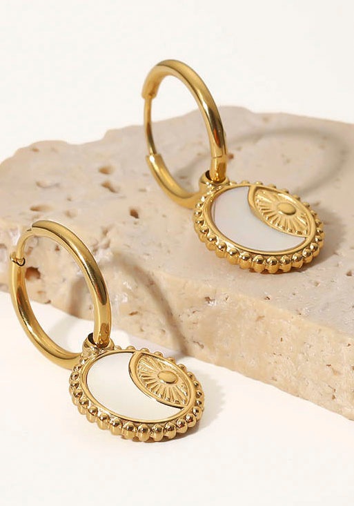 Firetti Paar Creolen »Schmuck Geschenk Halbmond«, Made in Germany - mit Perlmutt - Einhänger abnehmbar