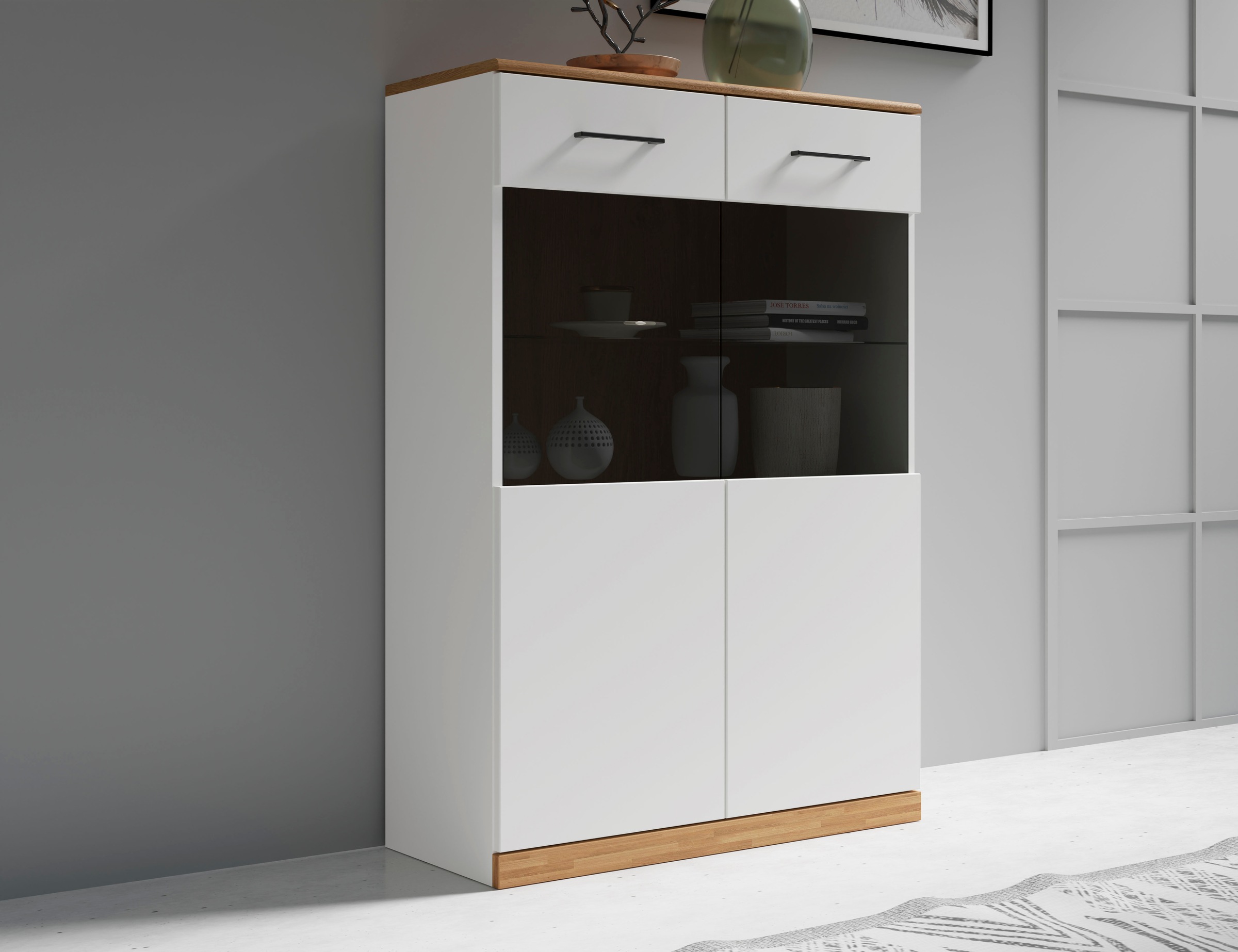 Home affaire Stauraumvitrine »Ribe,125cm hoch,112cm breit,4 breite Fächer«, günstig online kaufen