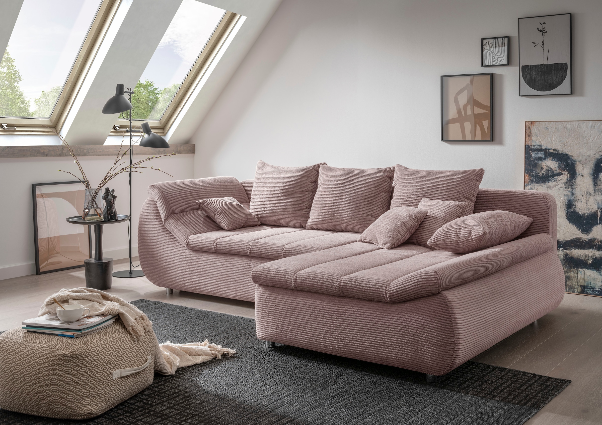 INOSIGN Ecksofa »Imola elegant und bequem, aktuelle Steppung im Sitz, L-For günstig online kaufen