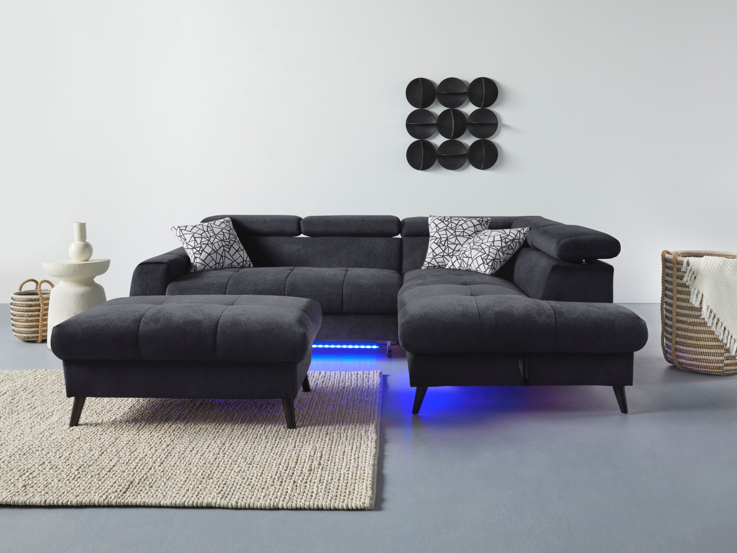 COTTA Ecksofa "Mia L-Form mit 3 Zierkissen" wahlweise mit Bettfunktion, Bet günstig online kaufen