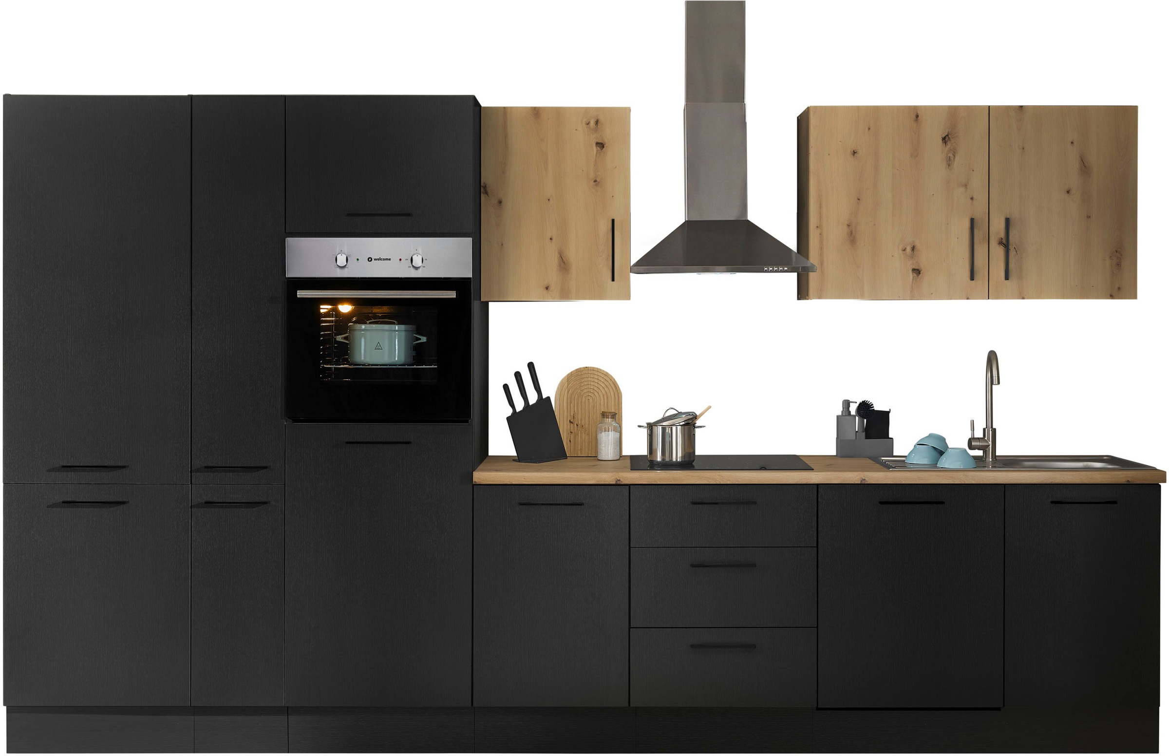 BASIC by Balculina Küchenzeile »Turin«, Breite 370 cm, wahlweise mit E-Geräten