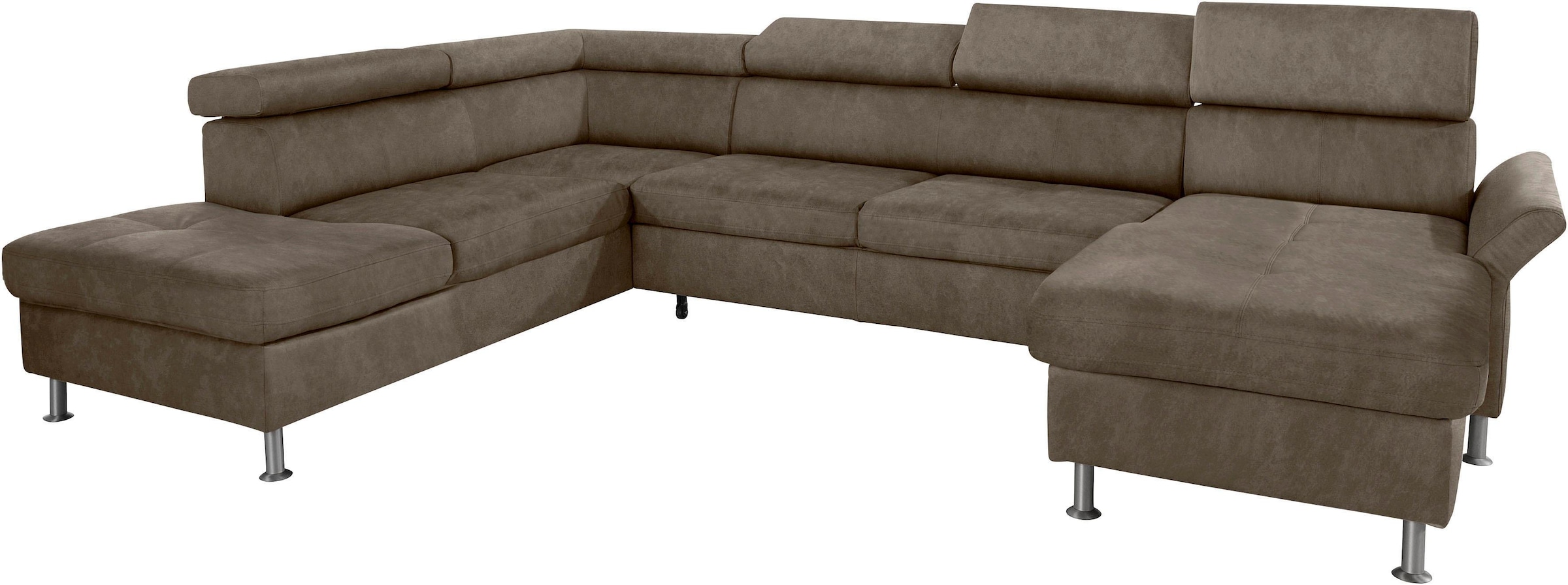 exxpo - sofa fashion Wohnlandschaft »Maretto, bequem und komfortabel, aufwendige Sitzsteppung, U-Form«, inkl. Kopfteilverstellung für mehr Sitzkomfort, wahlweise Bettfunktion