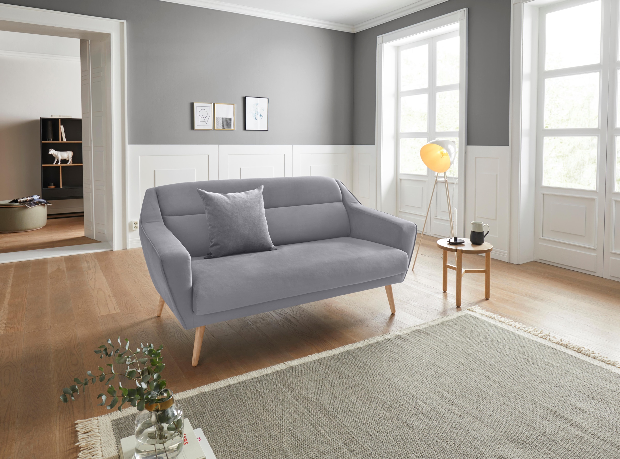 OTTO home 2-Sitzer »Bille« mit Naht im Rückenkissen und Eiche-Beinen, Desig günstig online kaufen