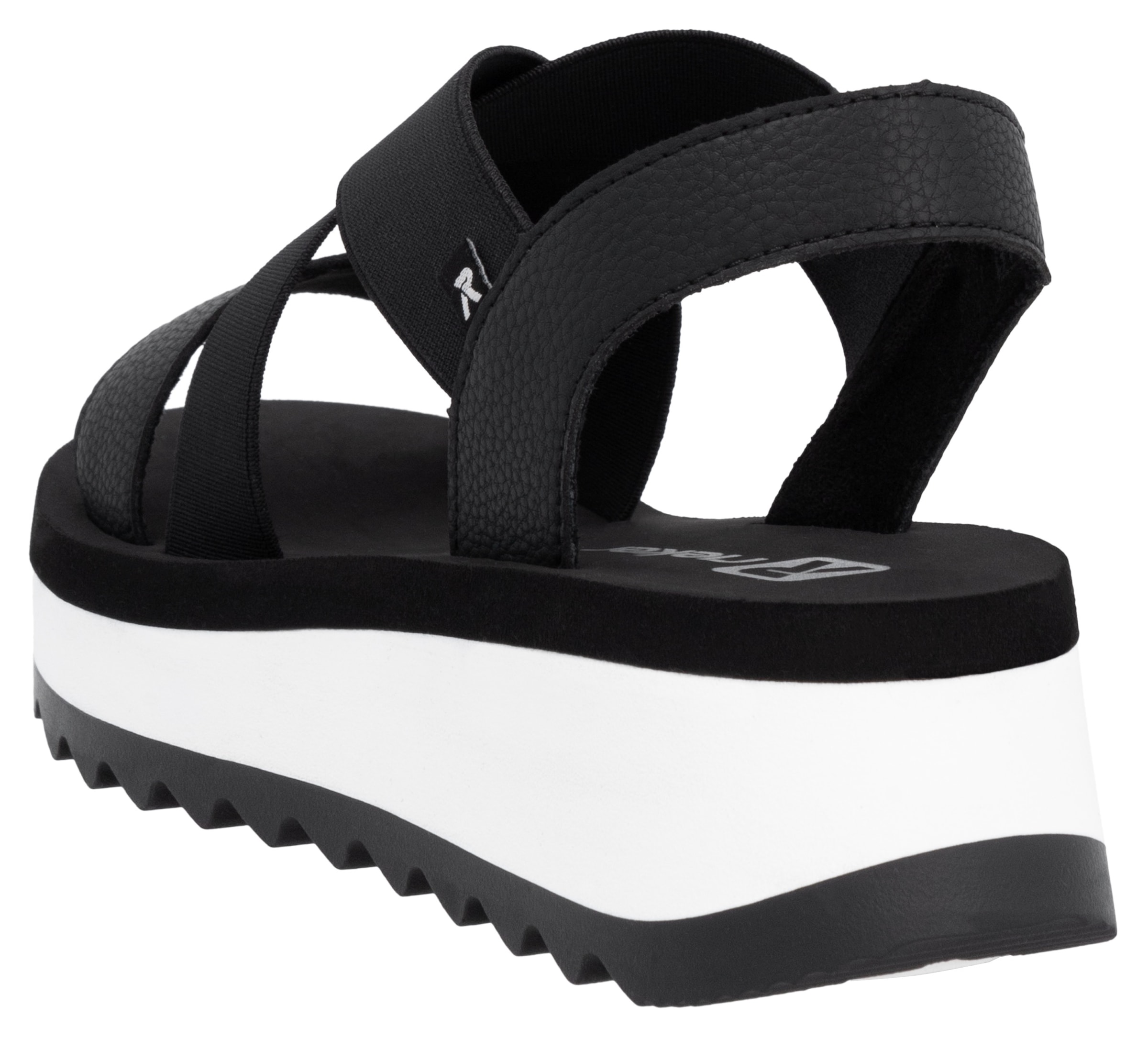 RIEKER Sport Plateausandale, Riemchensandalette, Sommerschuh, Schlupfschuh mit Gummizügen