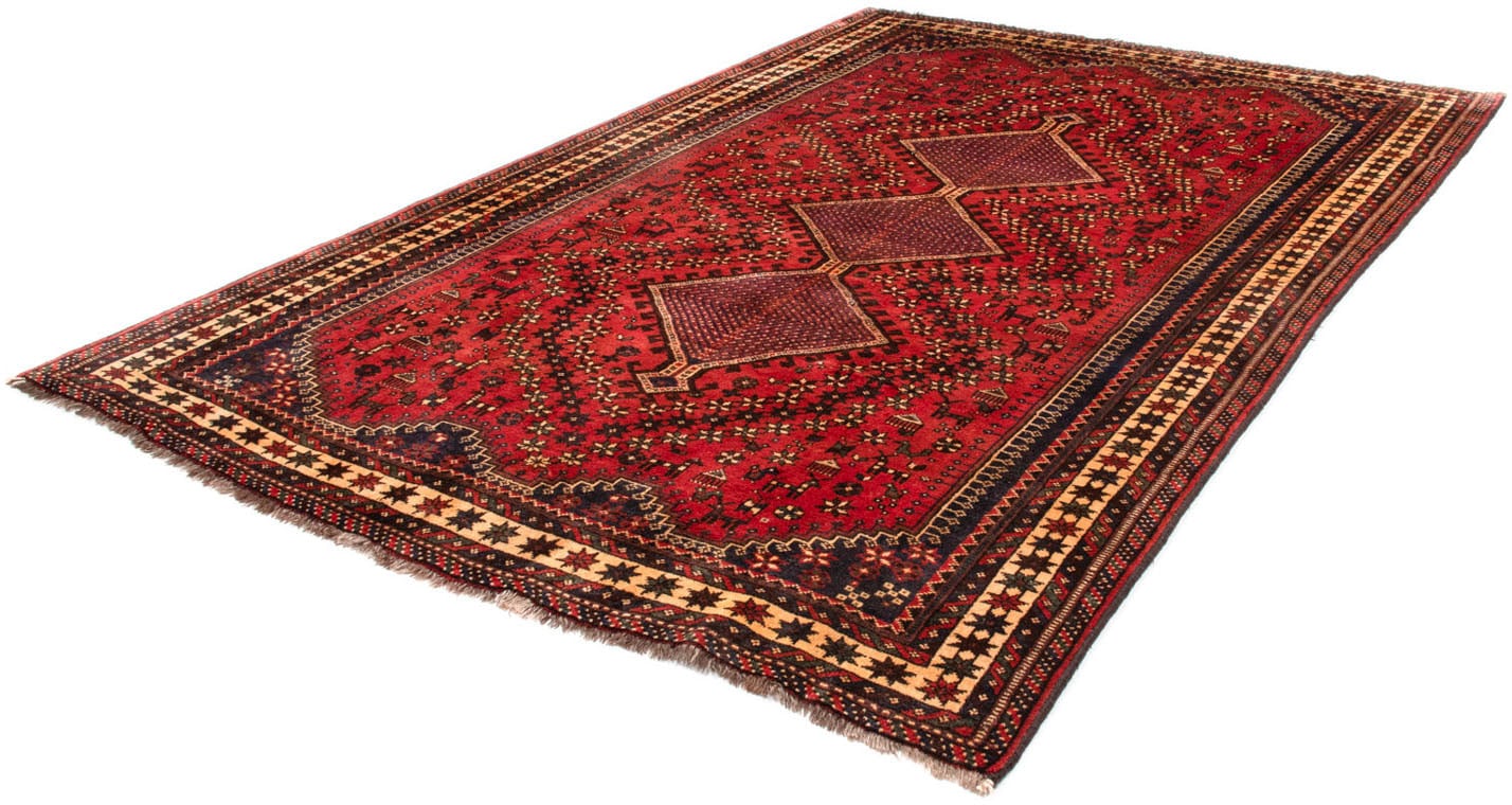 Wollteppich „Shiraz Medaillon Rosso 290 x 205 cm“, rechteckig, Unikat mit Zertifikat Rot 10 mm B/L: 205 cm x 290 cm – 10 mm