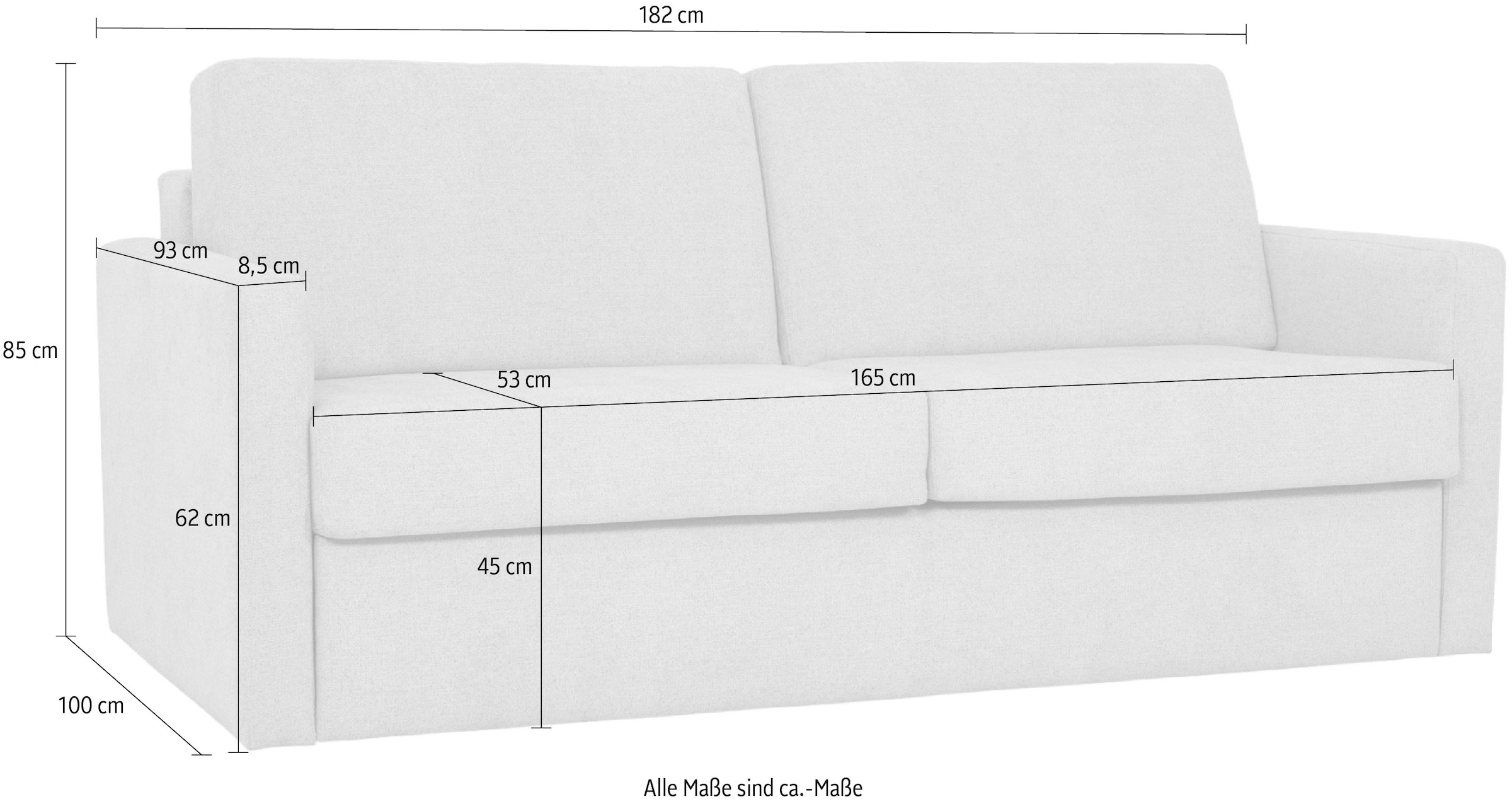 Home affaire Schlafsofa »GOLDPOINT 182cm,  Dauerschläfer, Liegefläche 140/200 cm« 3-Sitzer mit Dauerschläfer-Funktion, Bonell-Federkernmatratze